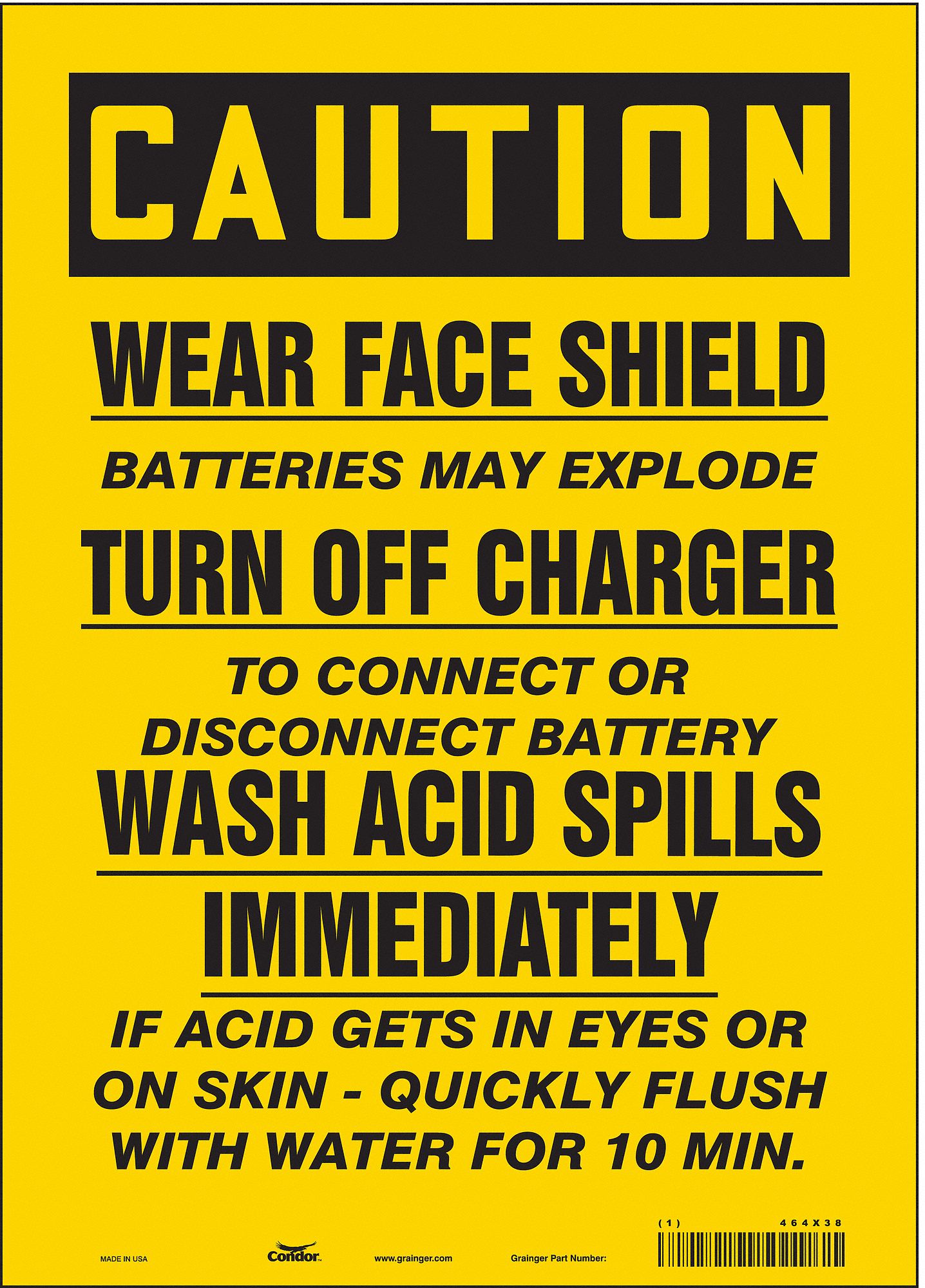 Safety Sign: Vinyl, Adhesive Sign Mounting, 14 in x 10 in Nominal Sign Size, Not Retroreflective