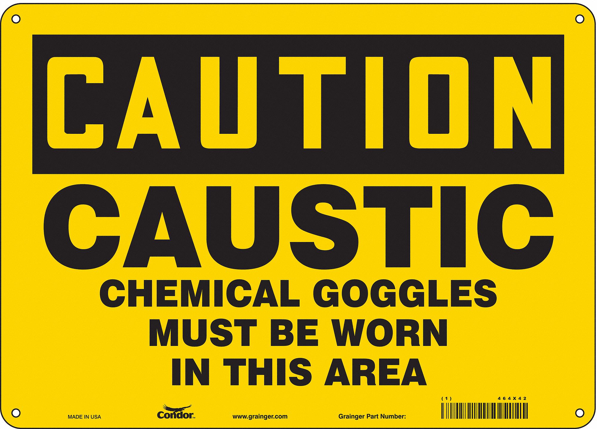 Safety Sign: Polyethylene, Mounting Holes Sign Mounting, 10 in x 14 in Nominal Sign Size, Caution
