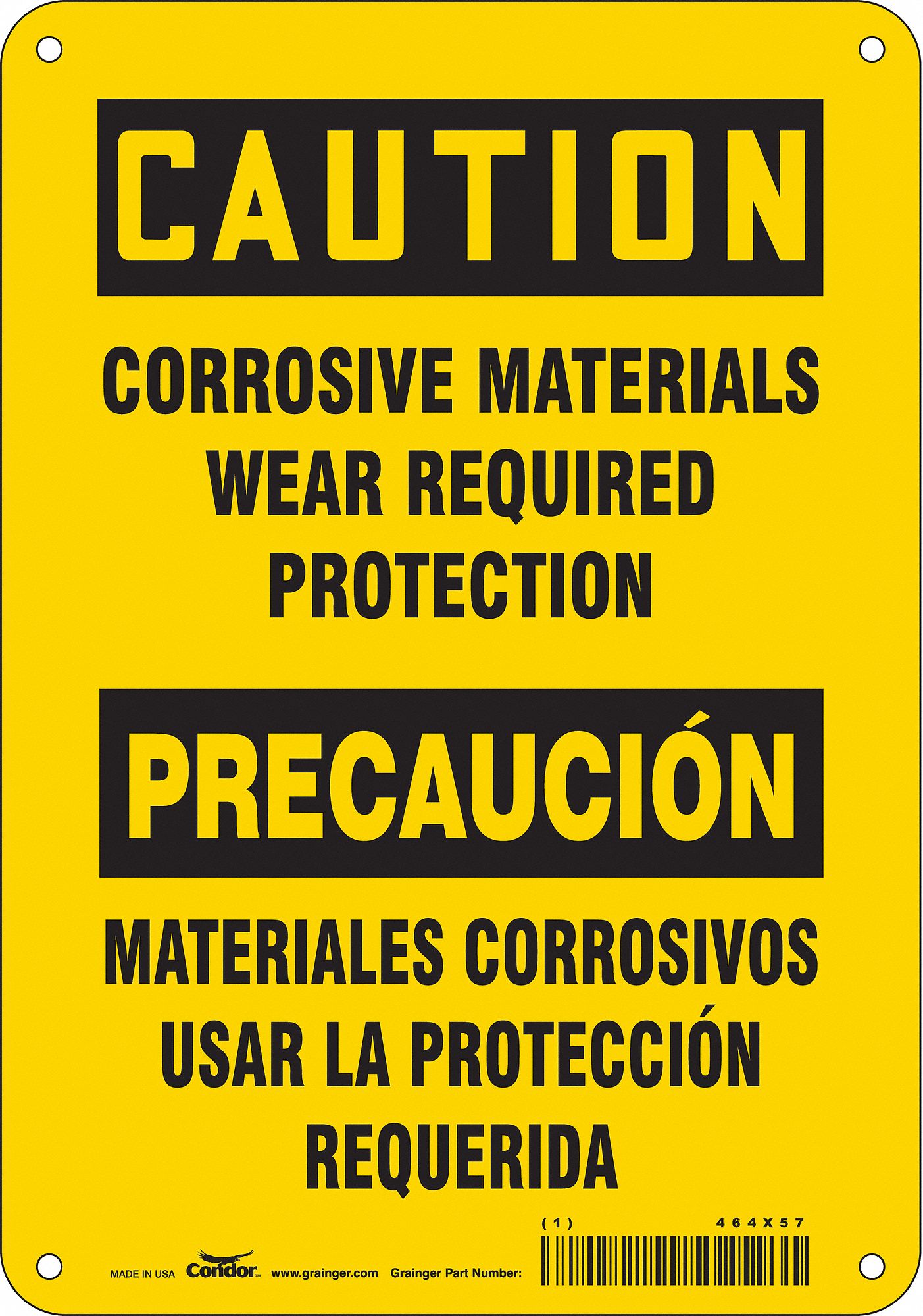 Safety Sign: Aluminum, Mounting Holes Sign Mounting, 10 in x 7 in Nominal Sign Size, 0.032 in Thick