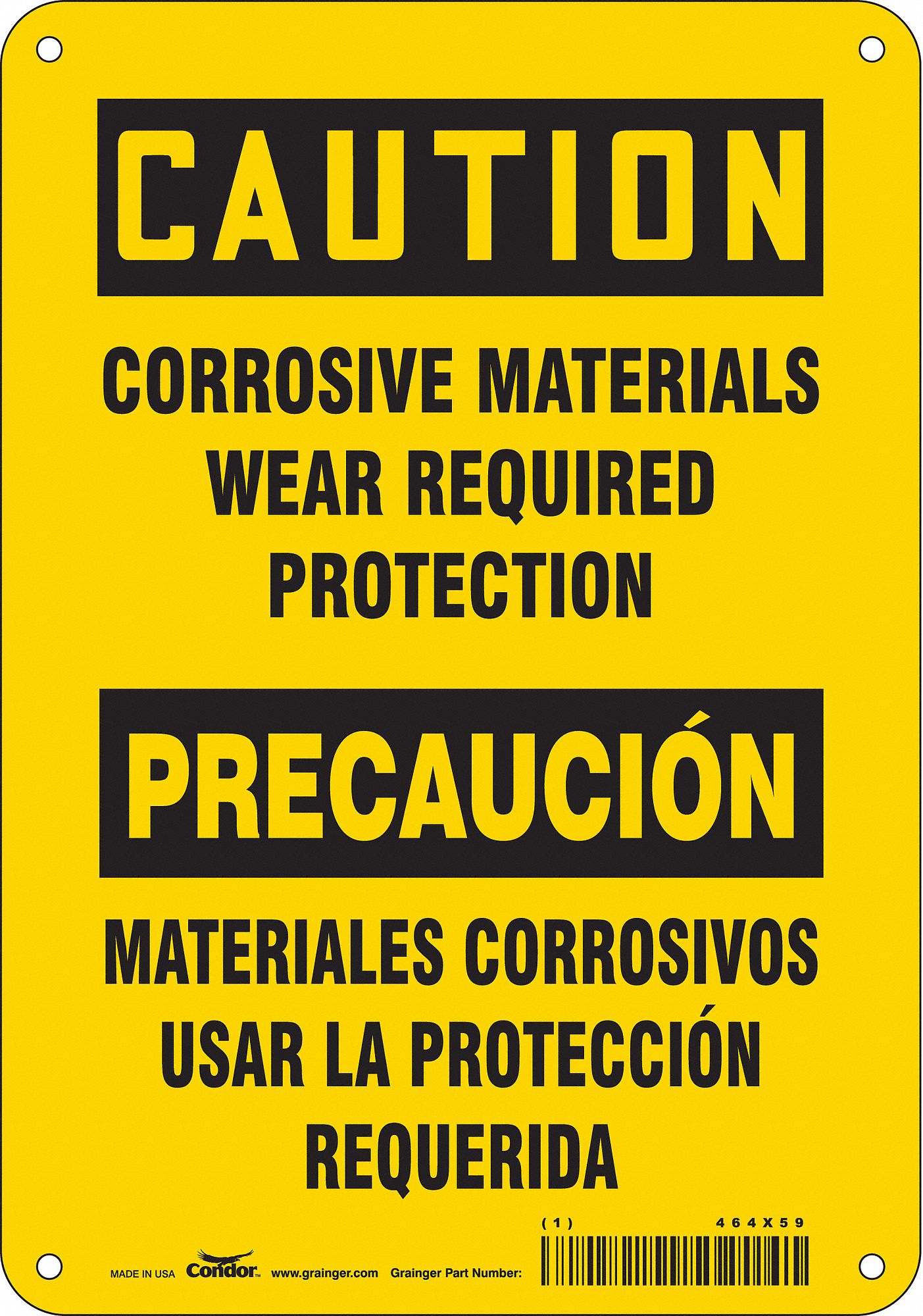 Safety Sign: Polyethylene, Mounting Holes Sign Mounting, 10 in x 7 in Nominal Sign Size