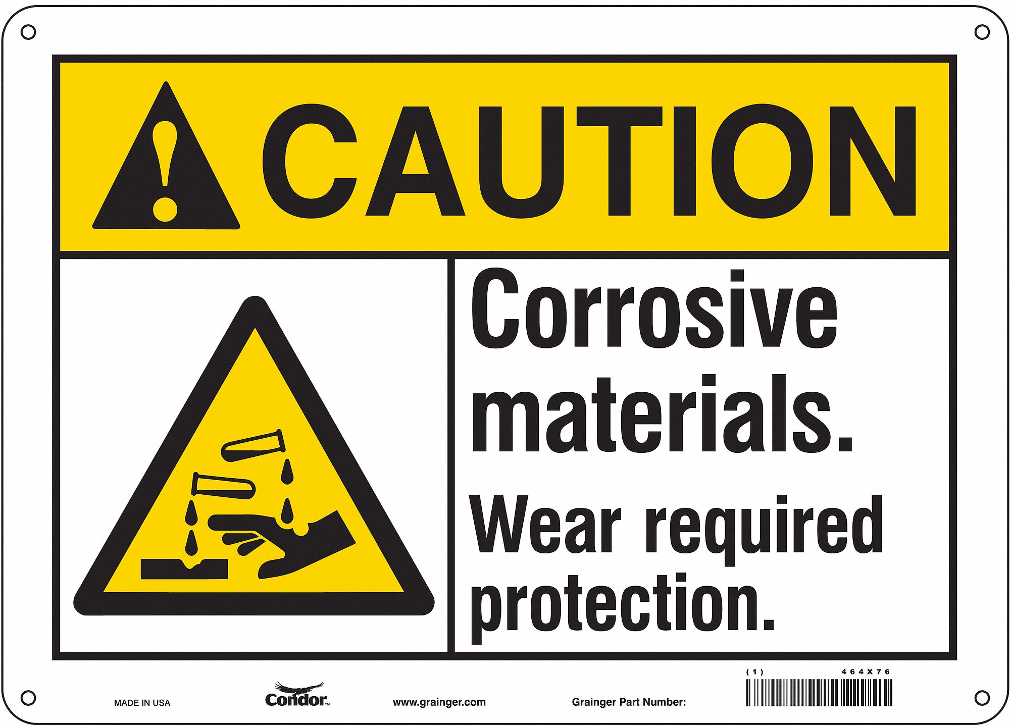 Safety Sign: Aluminum, Mounting Holes Sign Mounting, 10 in x 14 in Nominal Sign Size, 0.032 in Thick