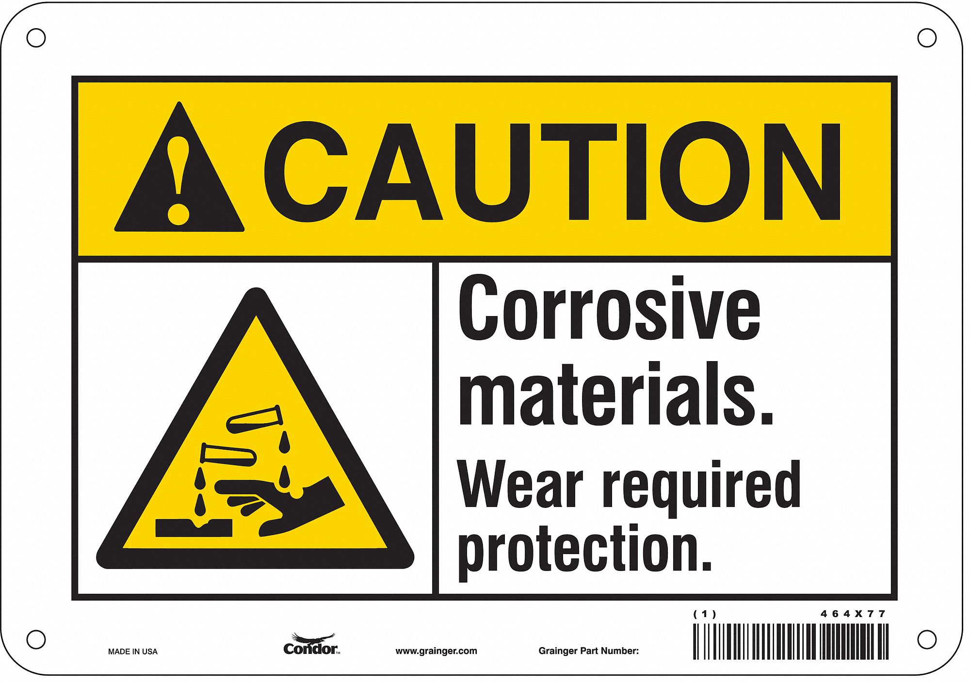Safety Sign: Polyethylene, Mounting Holes Sign Mounting, 7 in x 10 in Nominal Sign Size