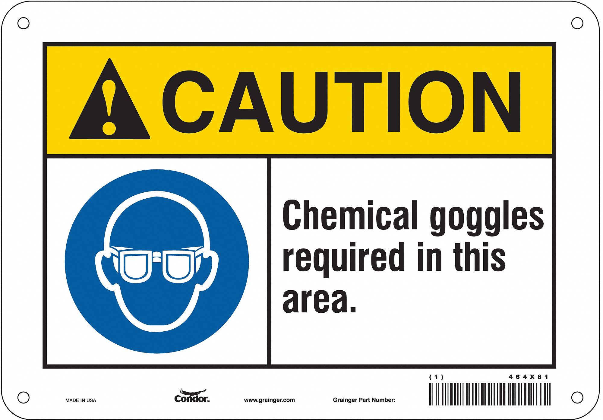 Safety Sign: Aluminum, Mounting Holes Sign Mounting, 7 in x 10 in Nominal Sign Size, 0.032 in Thick