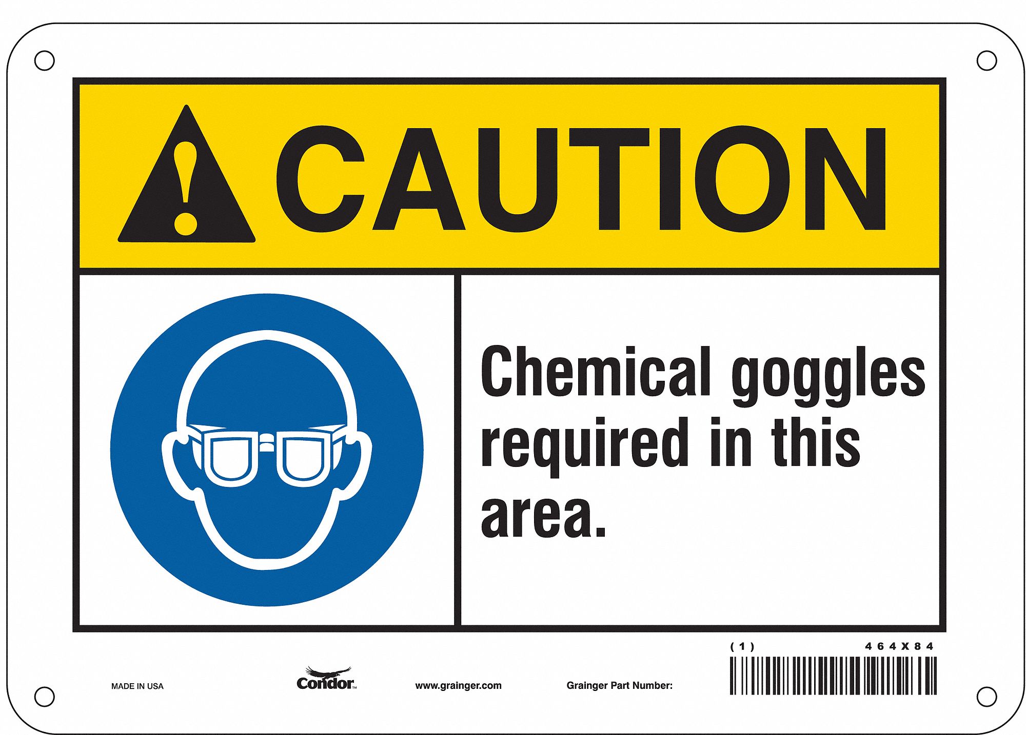 Safety Sign: Polyethylene, Mounting Holes Sign Mounting, 7 in x 10 in Nominal Sign Size, Caution