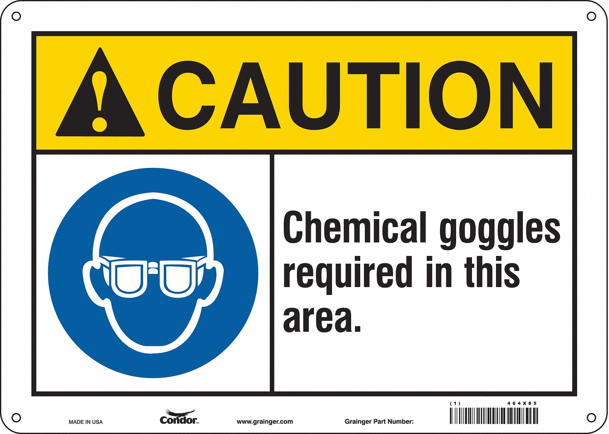 Safety Sign: Polyethylene, Mounting Holes Sign Mounting, 10 in x 14 in Nominal Sign Size, Caution