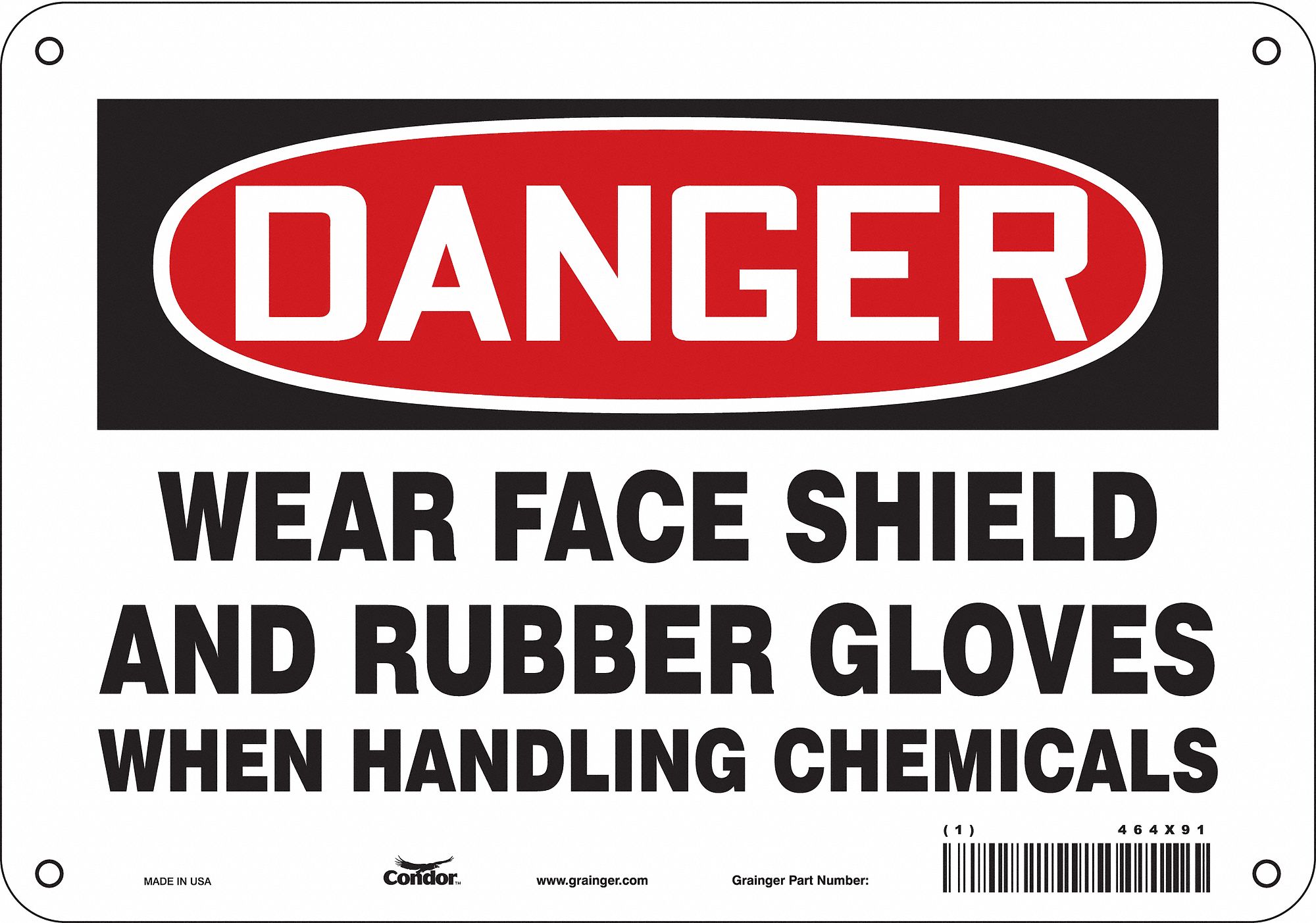 Safety Sign: Polyethylene, Mounting Holes Sign Mounting, 7 in x 10 in Nominal Sign Size, Danger