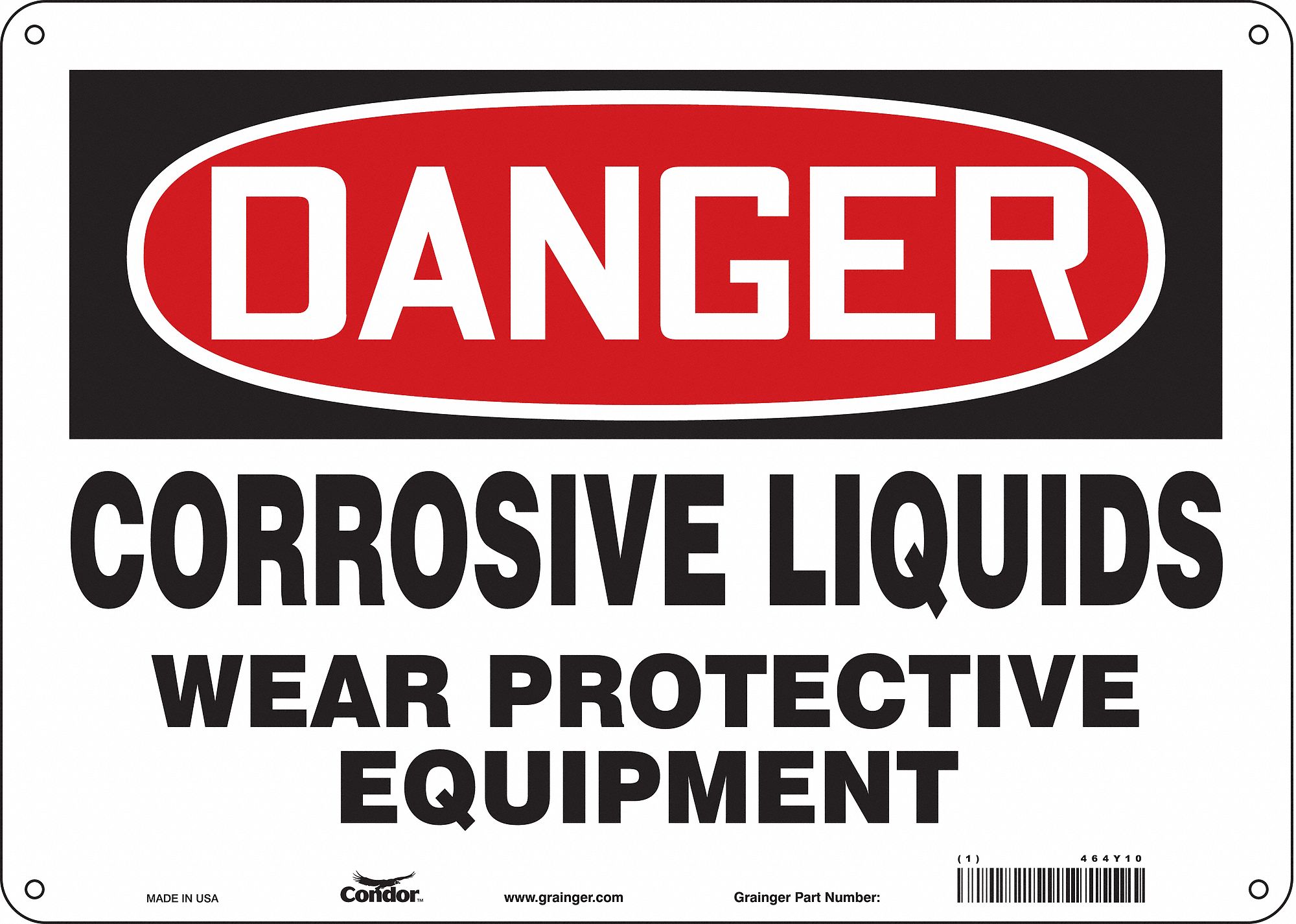 Safety Sign: Aluminum, Mounting Holes Sign Mounting, 10 in x 14 in Nominal Sign Size, 0.032 in Thick