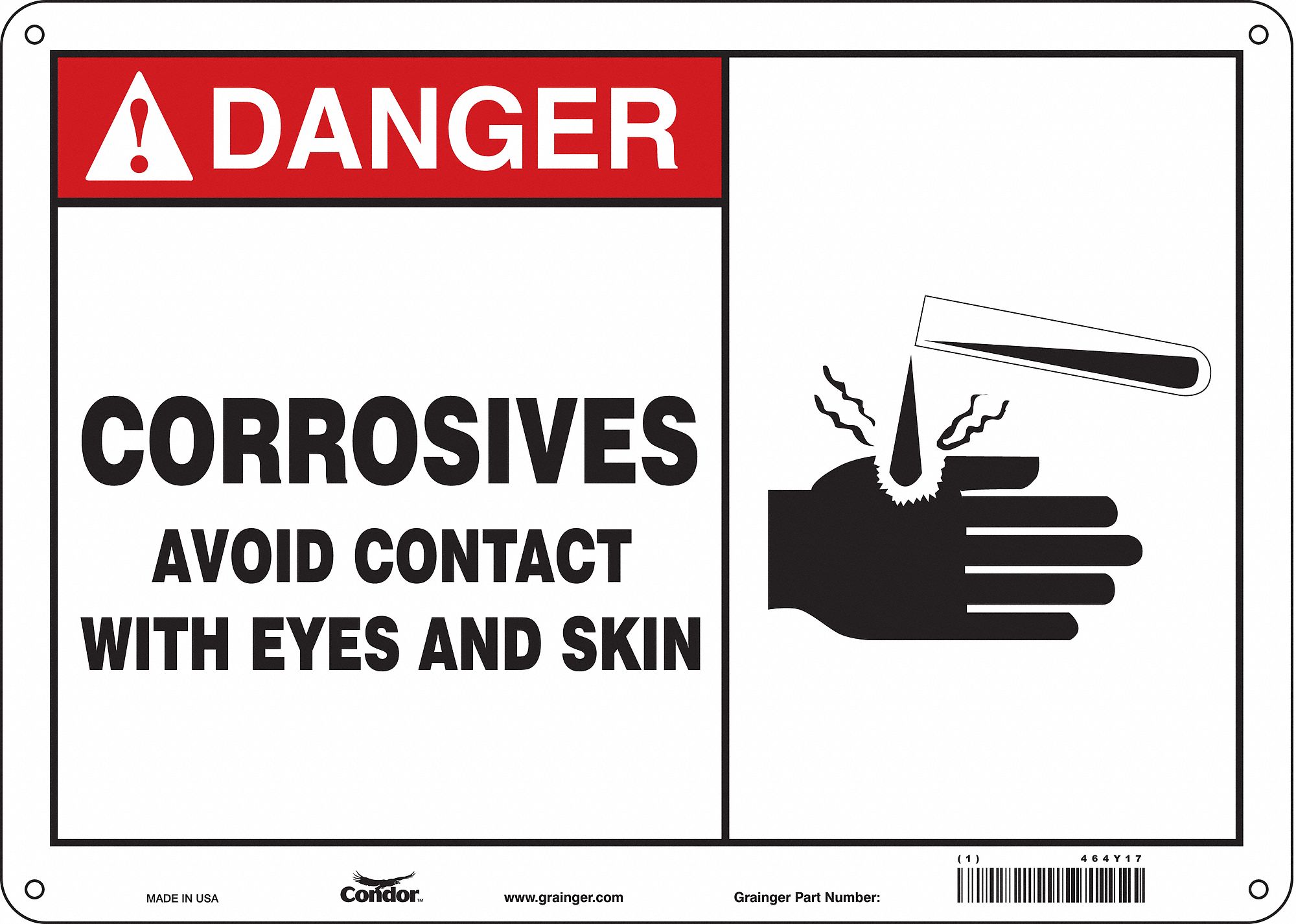 Safety Sign: Aluminum, Mounting Holes Sign Mounting, 10 in x 14 in Nominal Sign Size, 0.032 in Thick
