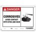 Danger: Corrosives Avoid Contact With Eyes And Skin Signs