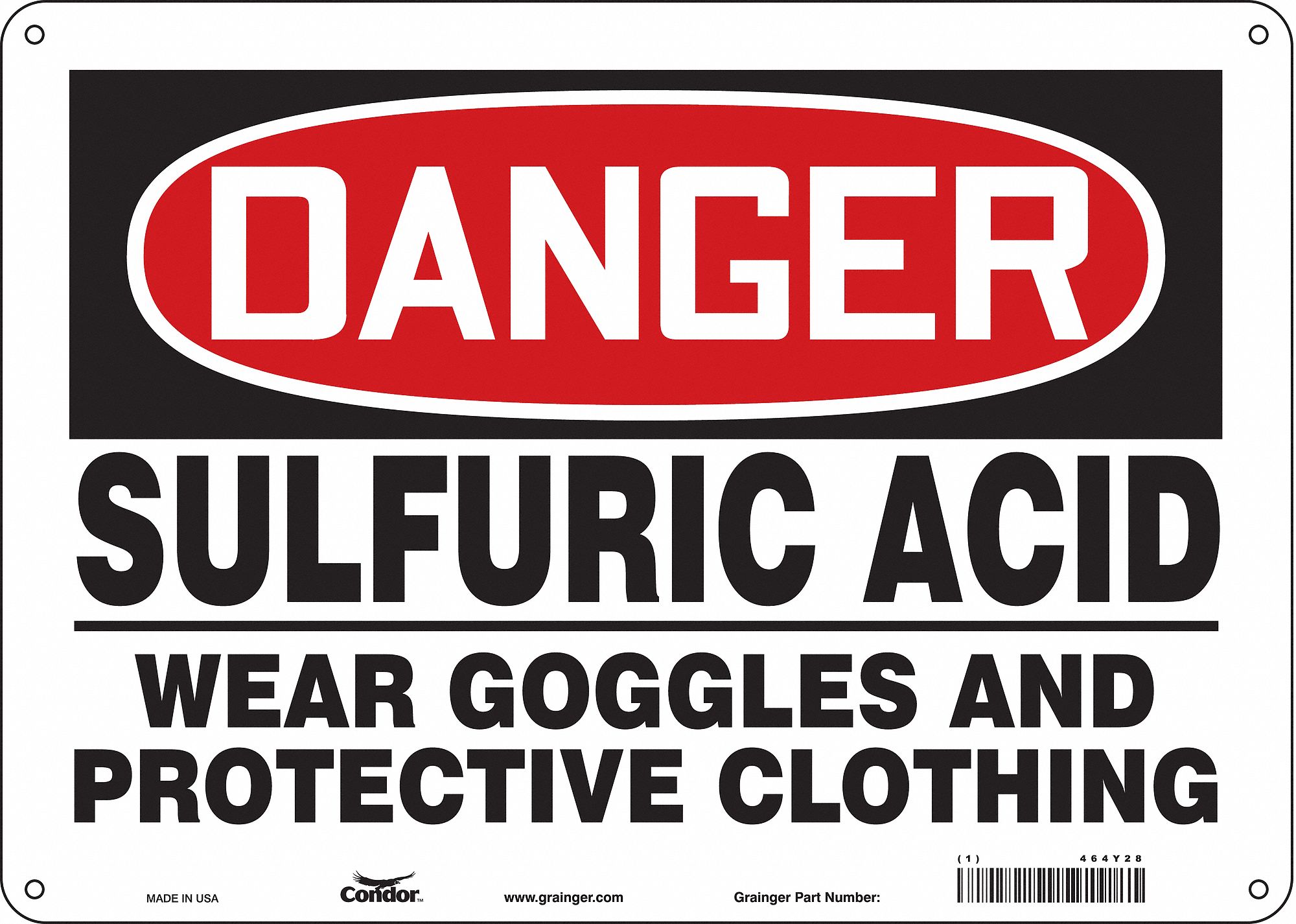 Safety Sign: Polyethylene, Mounting Holes Sign Mounting, 10 in x 14 in Nominal Sign Size