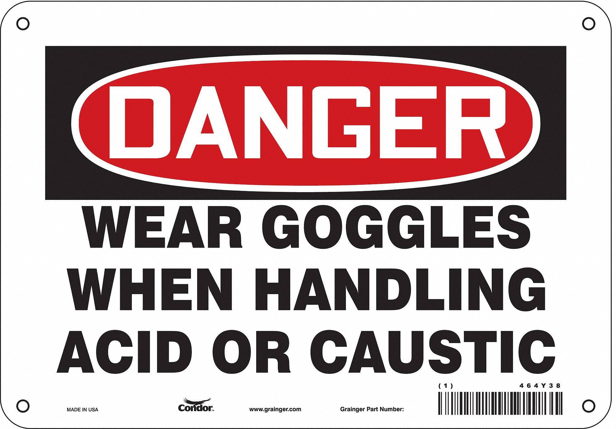 Safety Sign: Aluminum, Mounting Holes Sign Mounting, 7 in x 10 in Nominal Sign Size, 0.032 in Thick