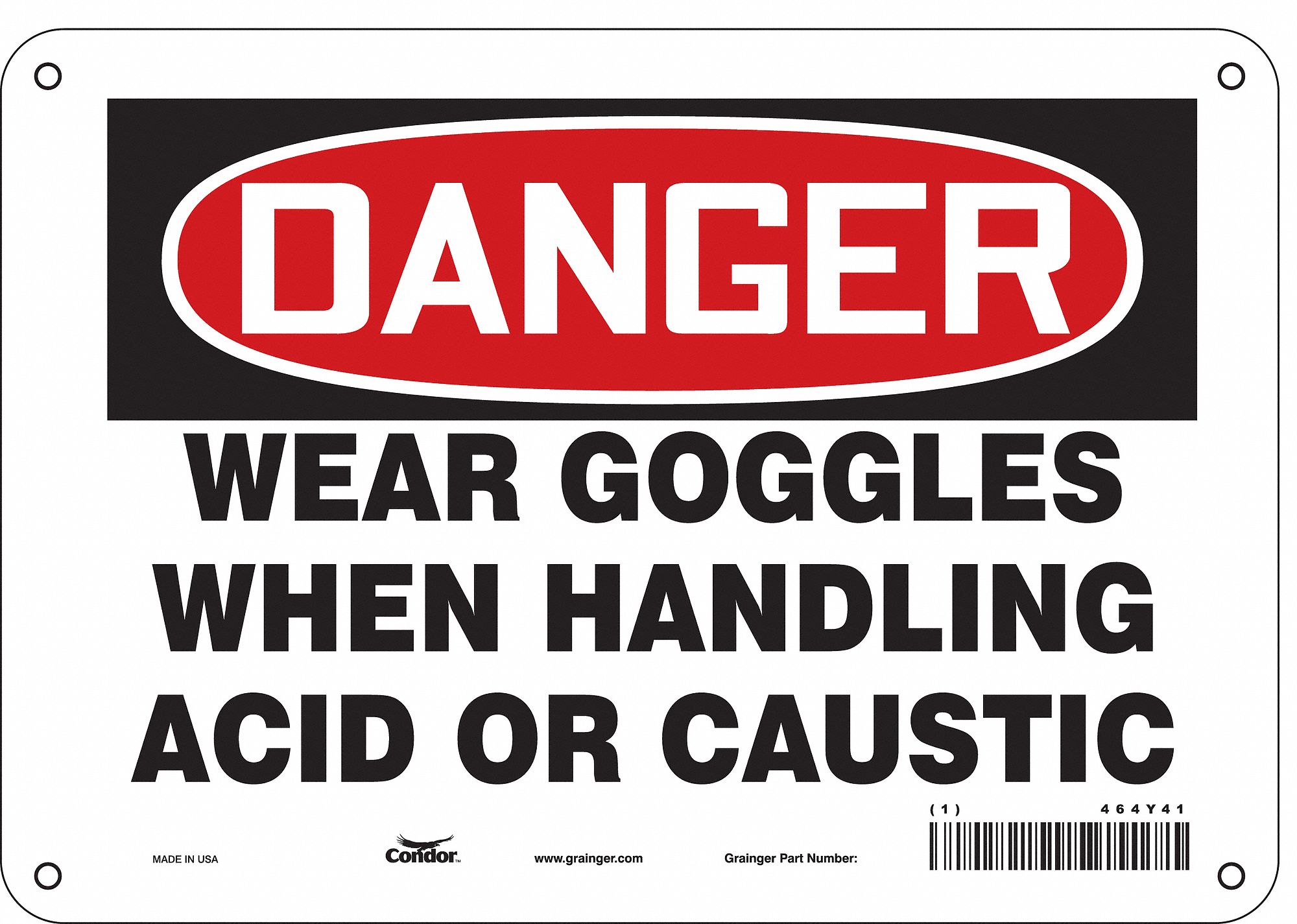 Safety Sign: Polyethylene, Mounting Holes Sign Mounting, 7 in x 10 in Nominal Sign Size, Danger