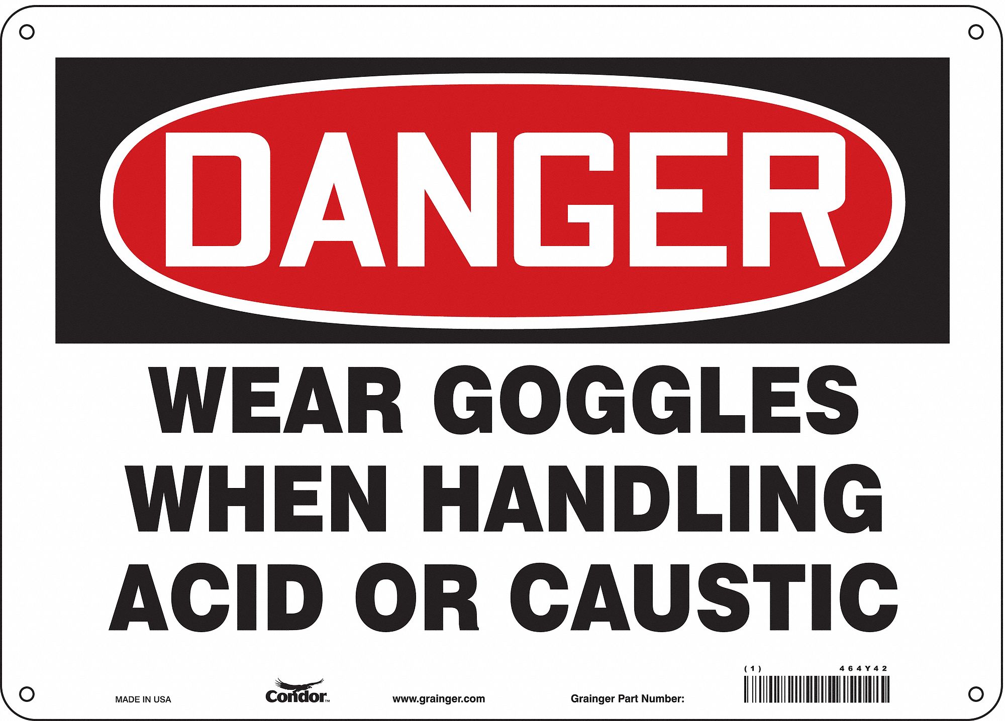 Safety Sign: Polyethylene, Mounting Holes Sign Mounting, 10 in x 14 in Nominal Sign Size, Danger