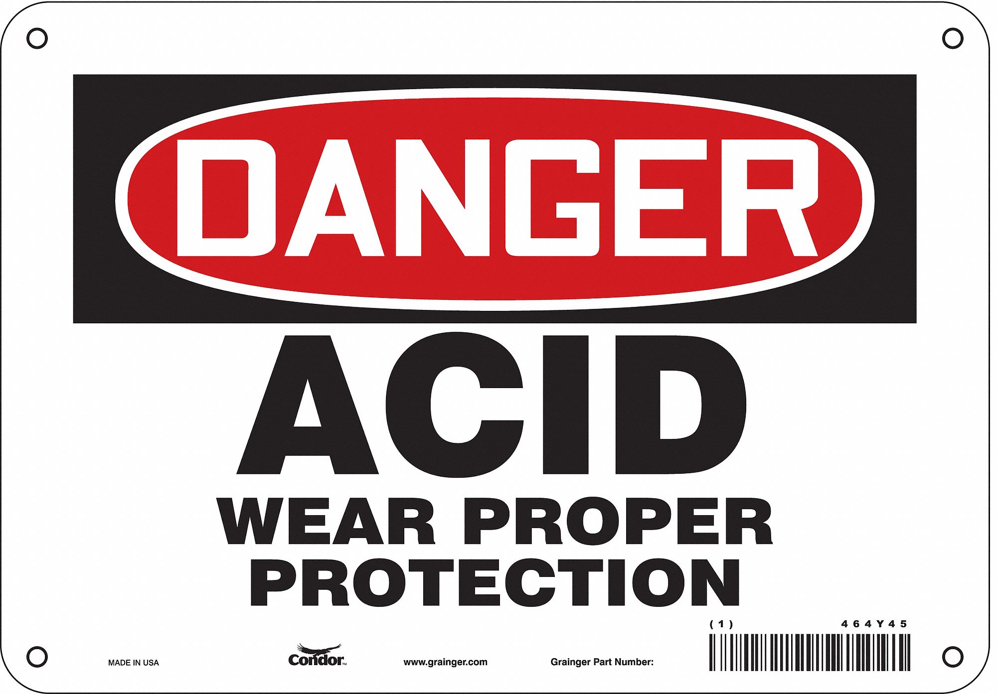 Safety Sign: Aluminum, Mounting Holes Sign Mounting, 7 in x 10 in Nominal Sign Size, 0.032 in Thick