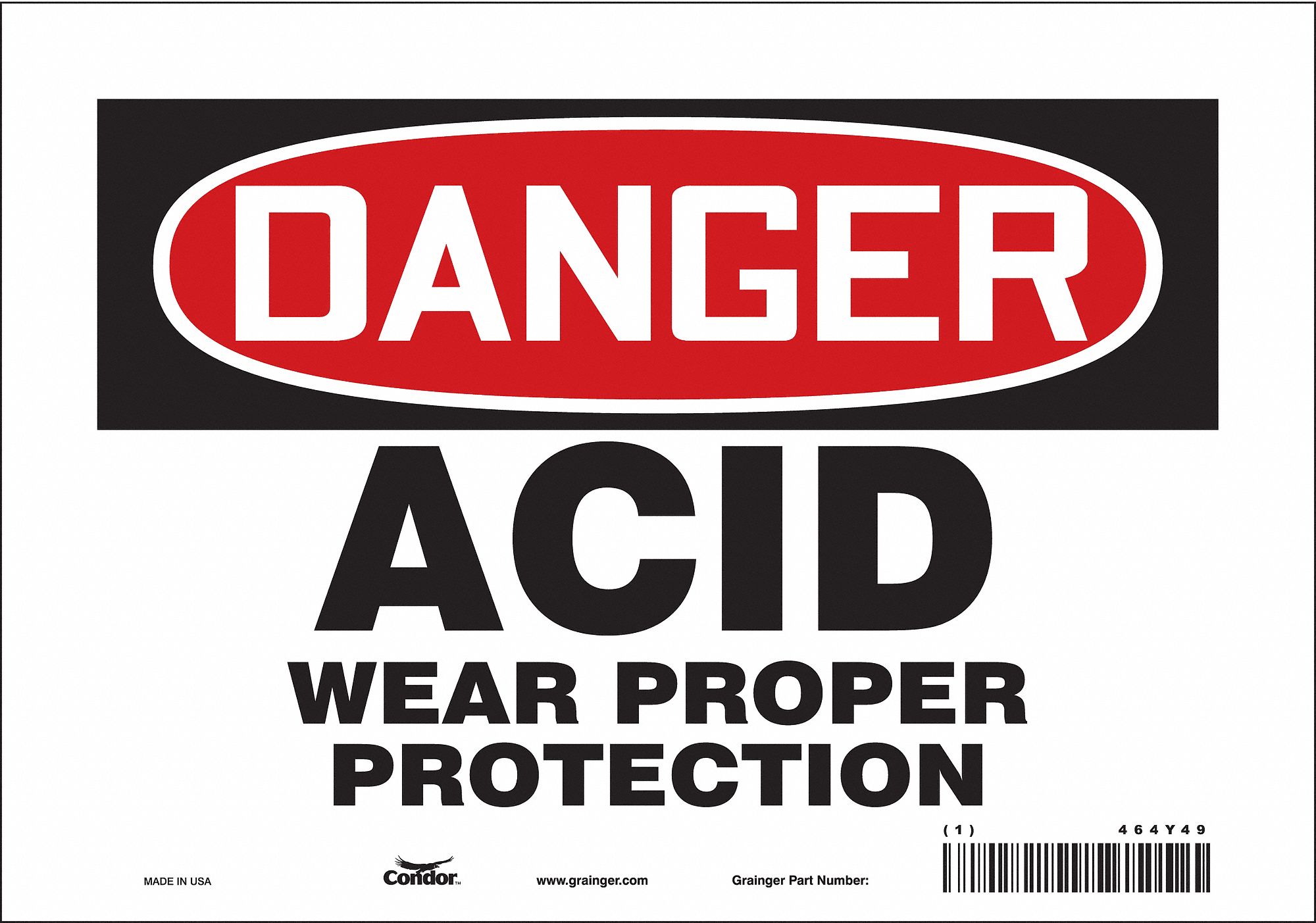 Safety Sign: Vinyl, Adhesive Sign Mounting, 7 in x 10 in Nominal Sign Size, Not Retroreflective