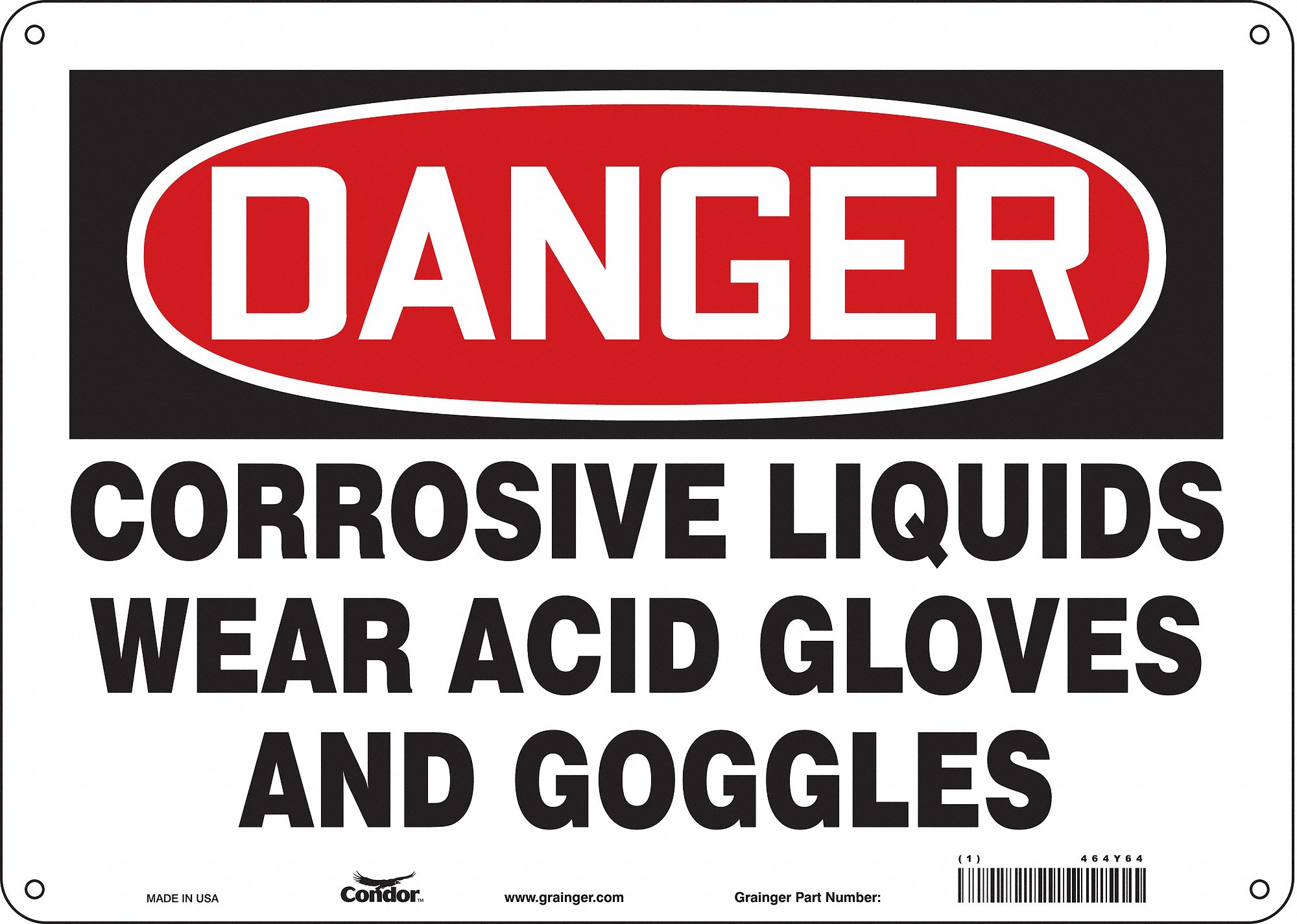 Safety Sign: Aluminum, Mounting Holes Sign Mounting, 10 in x 14 in Nominal Sign Size, 0.032 in Thick
