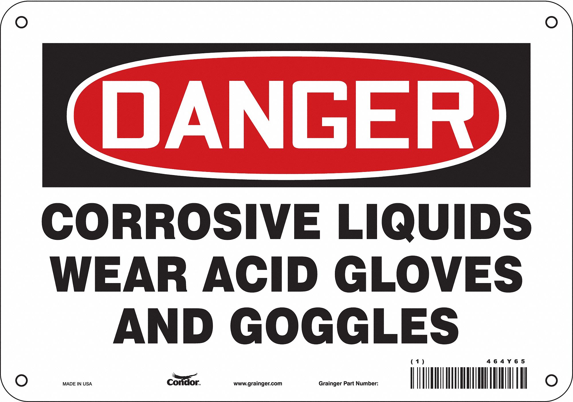 Safety Sign: Polyethylene, Mounting Holes Sign Mounting, 7 in x 10 in Nominal Sign Size