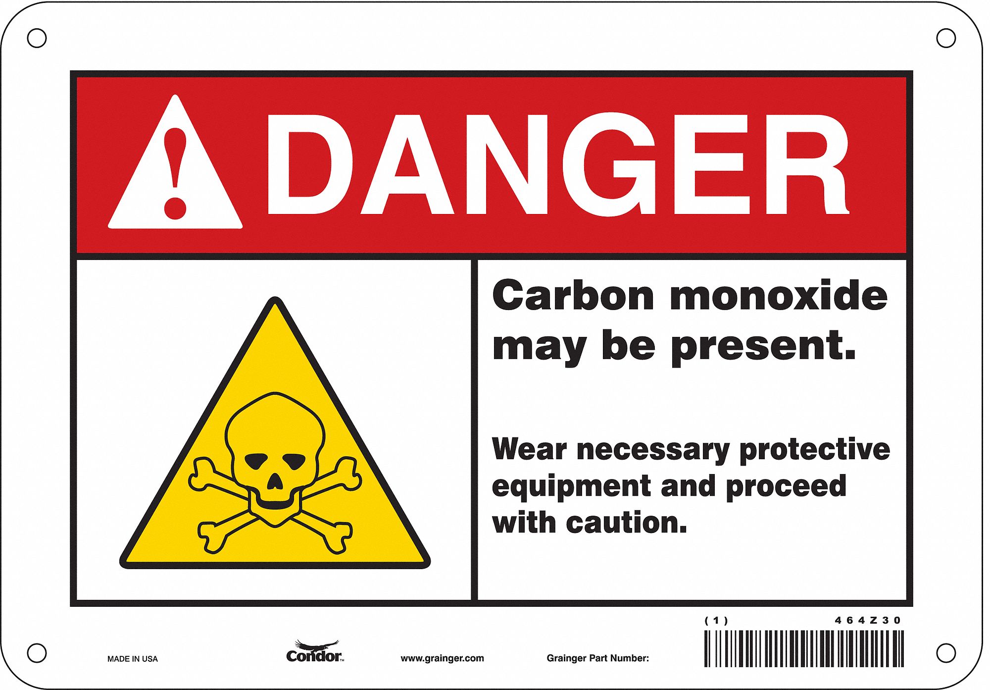 Safety Sign: Aluminum, Mounting Holes Sign Mounting, 7 in x 10 in Nominal Sign Size, 0.032 in Thick