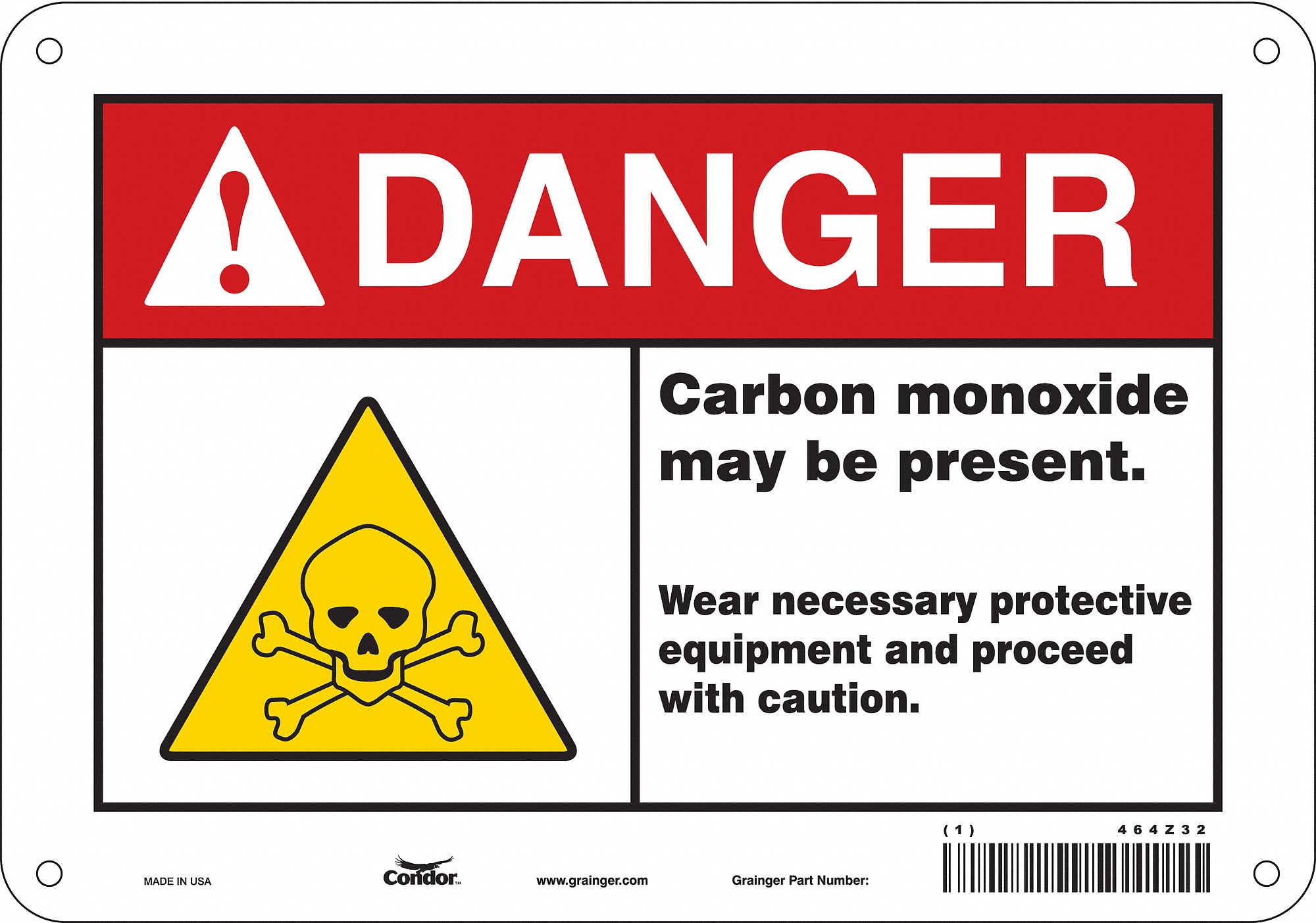 Safety Sign: Polyethylene, Mounting Holes Sign Mounting, 7 in x 10 in Nominal Sign Size, Danger