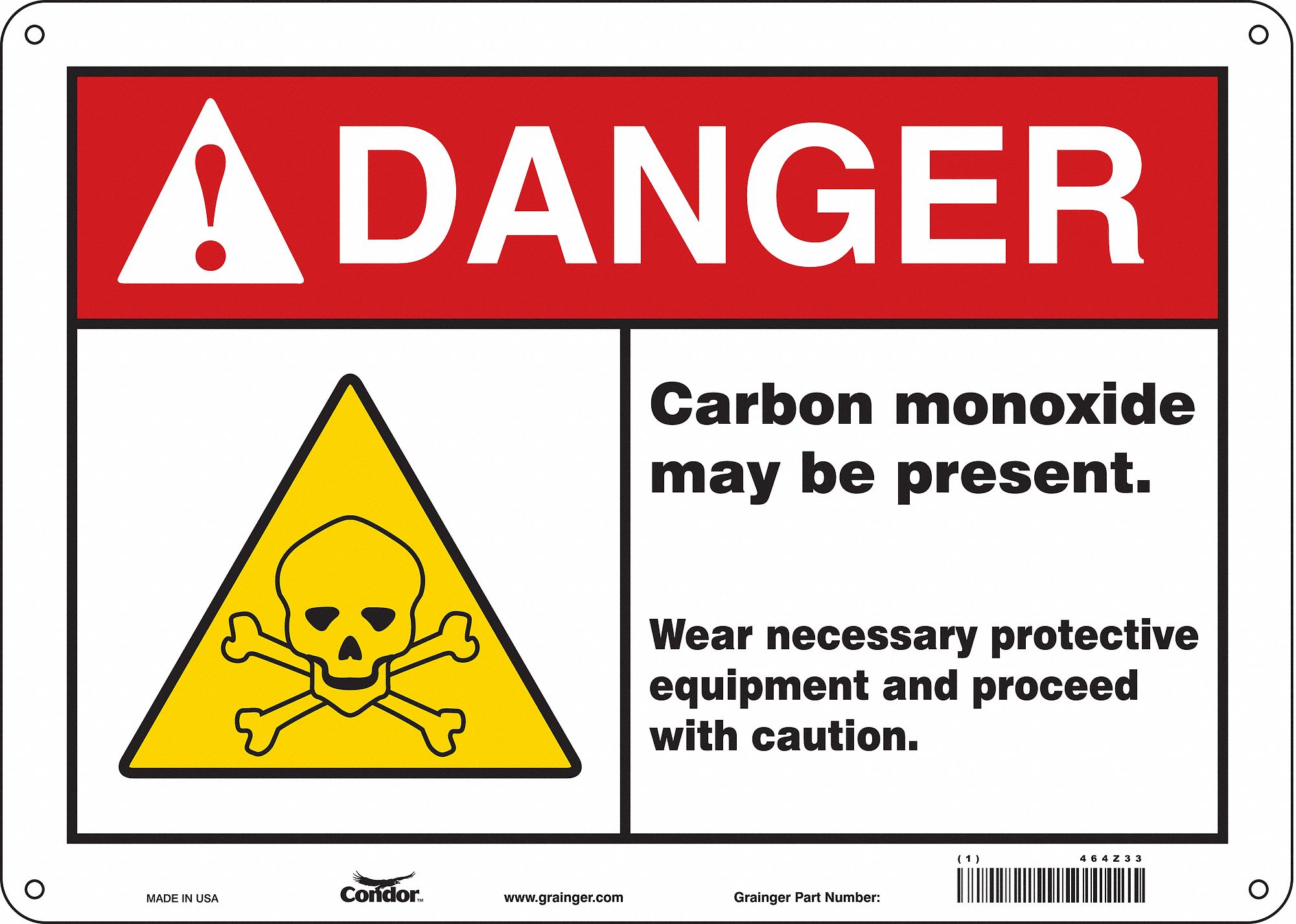 Safety Sign: Polyethylene, Mounting Holes Sign Mounting, 10 in x 14 in Nominal Sign Size, Danger