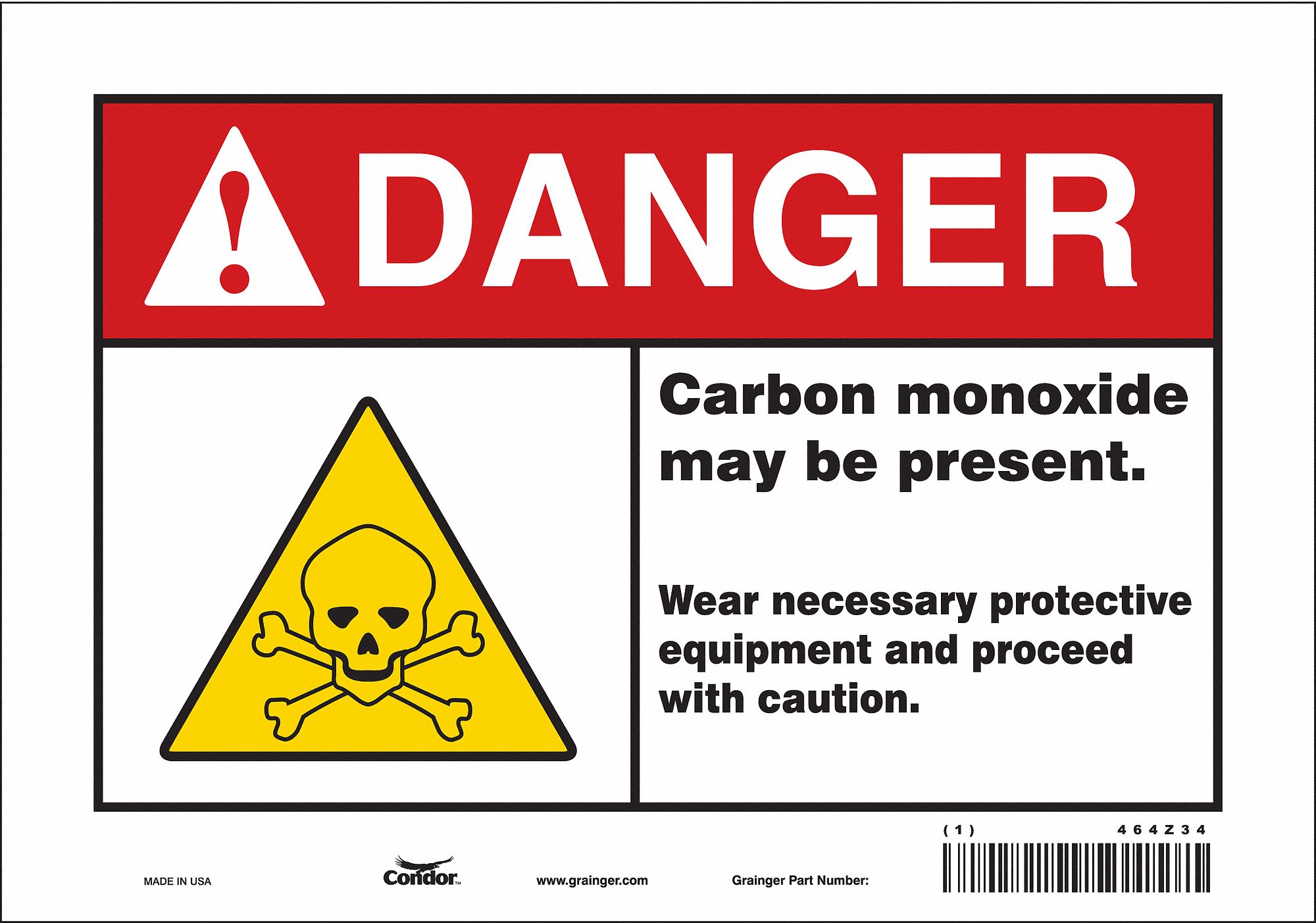 Safety Sign: Vinyl, Adhesive Sign Mounting, 7 in x 10 in Nominal Sign Size, Not Retroreflective