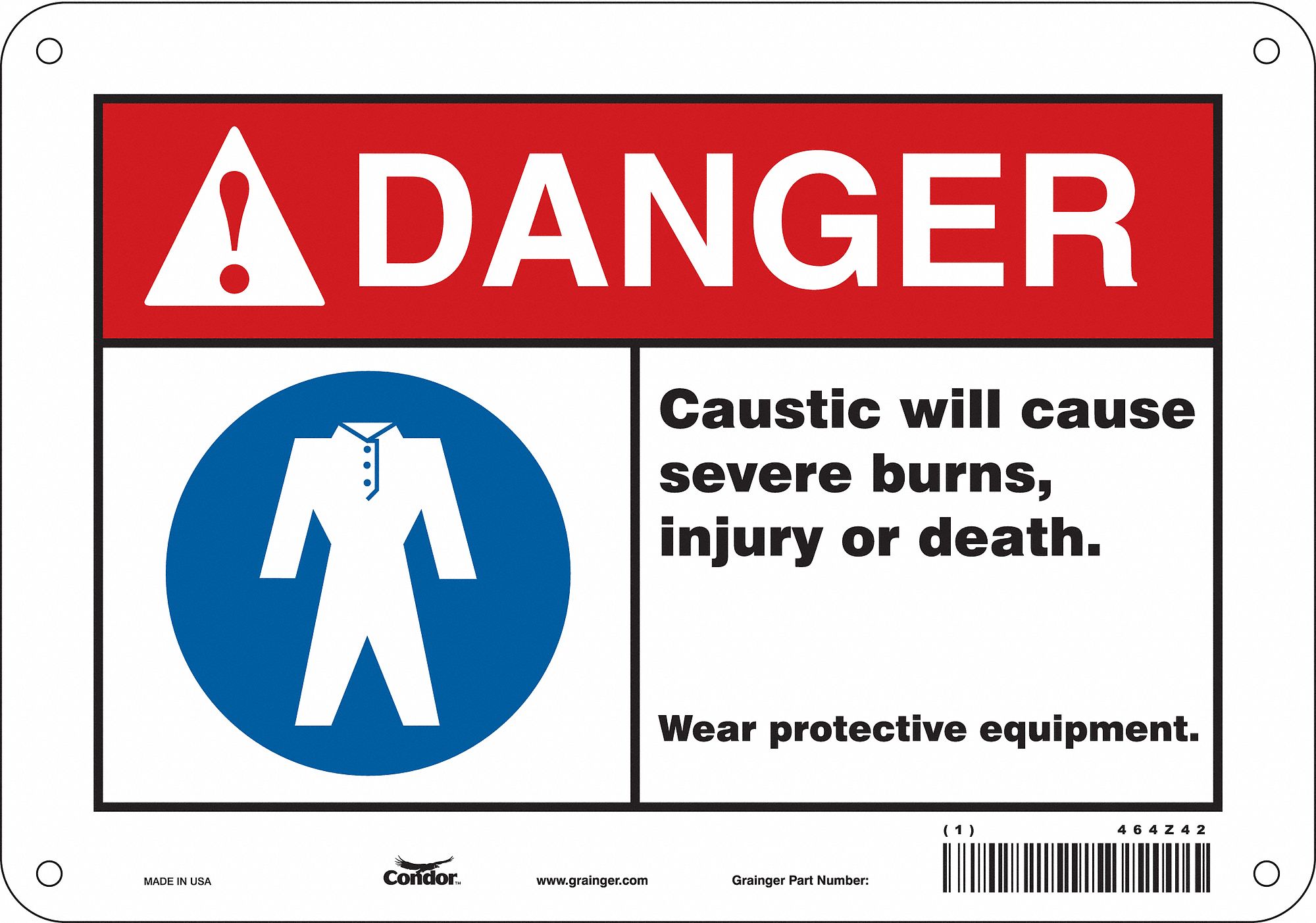 Safety Sign: Aluminum, Mounting Holes Sign Mounting, 7 in x 10 in Nominal Sign Size, 0.032 in Thick