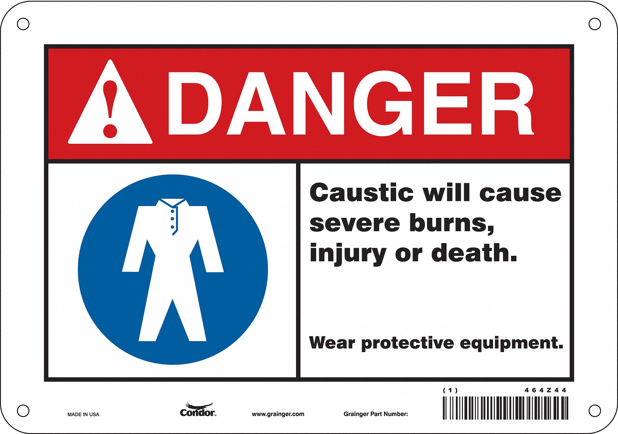 Safety Sign: Polyethylene, Mounting Holes Sign Mounting, 7 in x 10 in Nominal Sign Size, Danger