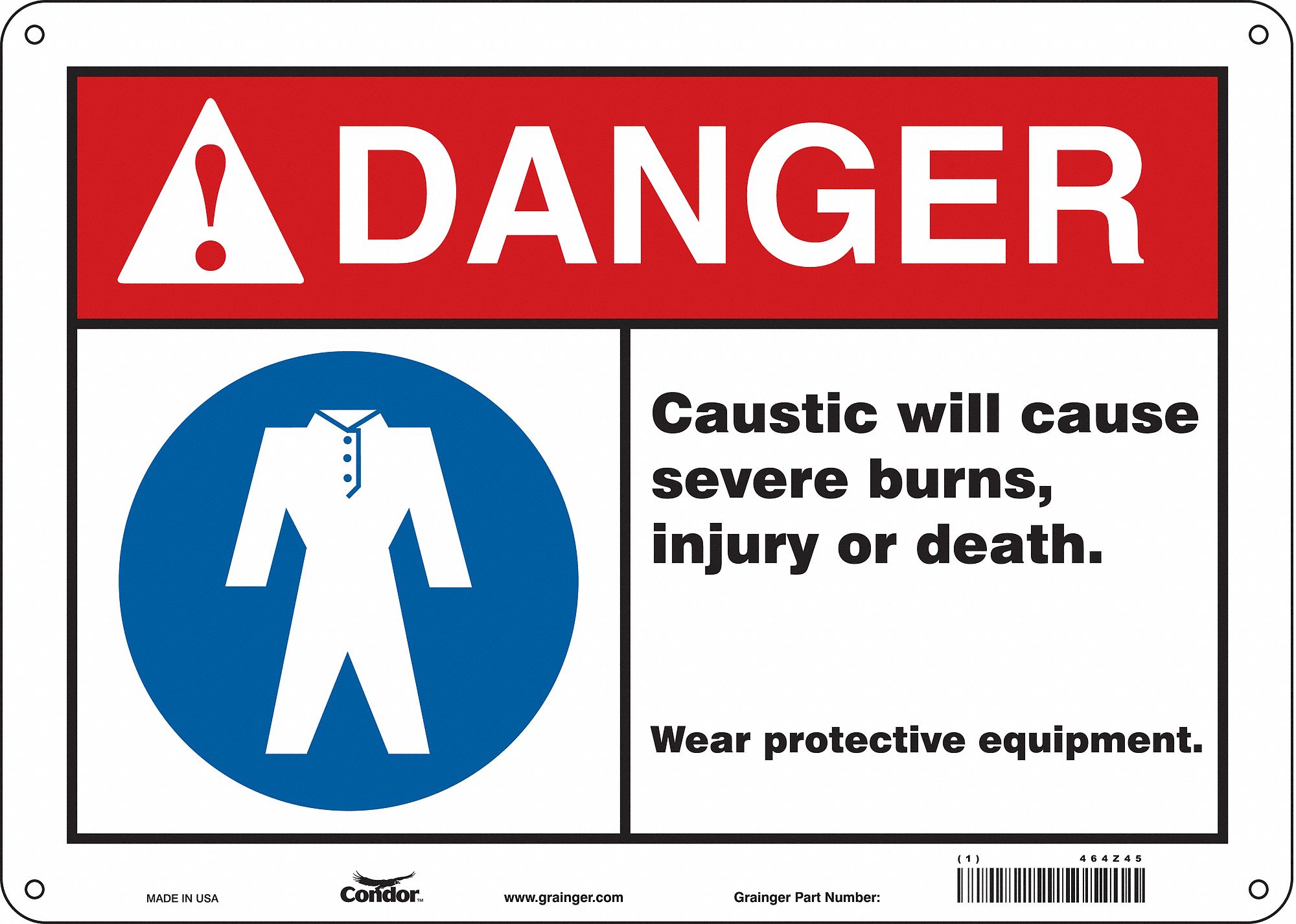 Safety Sign: Polyethylene, Mounting Holes Sign Mounting, 10 in x 14 in Nominal Sign Size, Danger