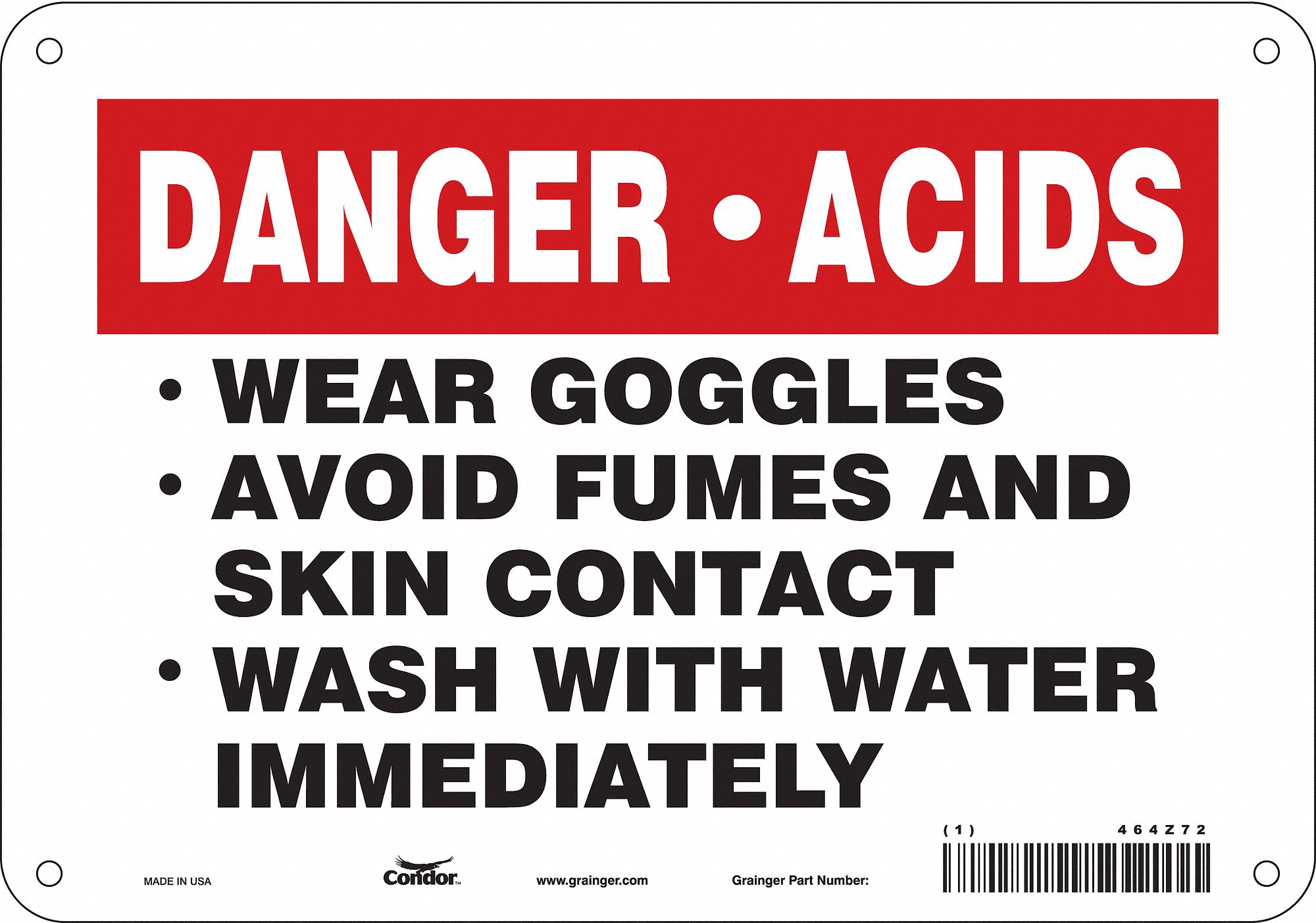 Safety Sign: Aluminum, Mounting Holes Sign Mounting, 7 in x 10 in Nominal Sign Size, 0.032 in Thick