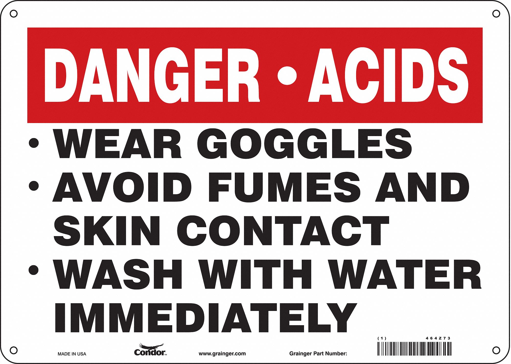 Safety Sign: Aluminum, Mounting Holes Sign Mounting, 10 in x 14 in Nominal Sign Size, 0.032 in Thick