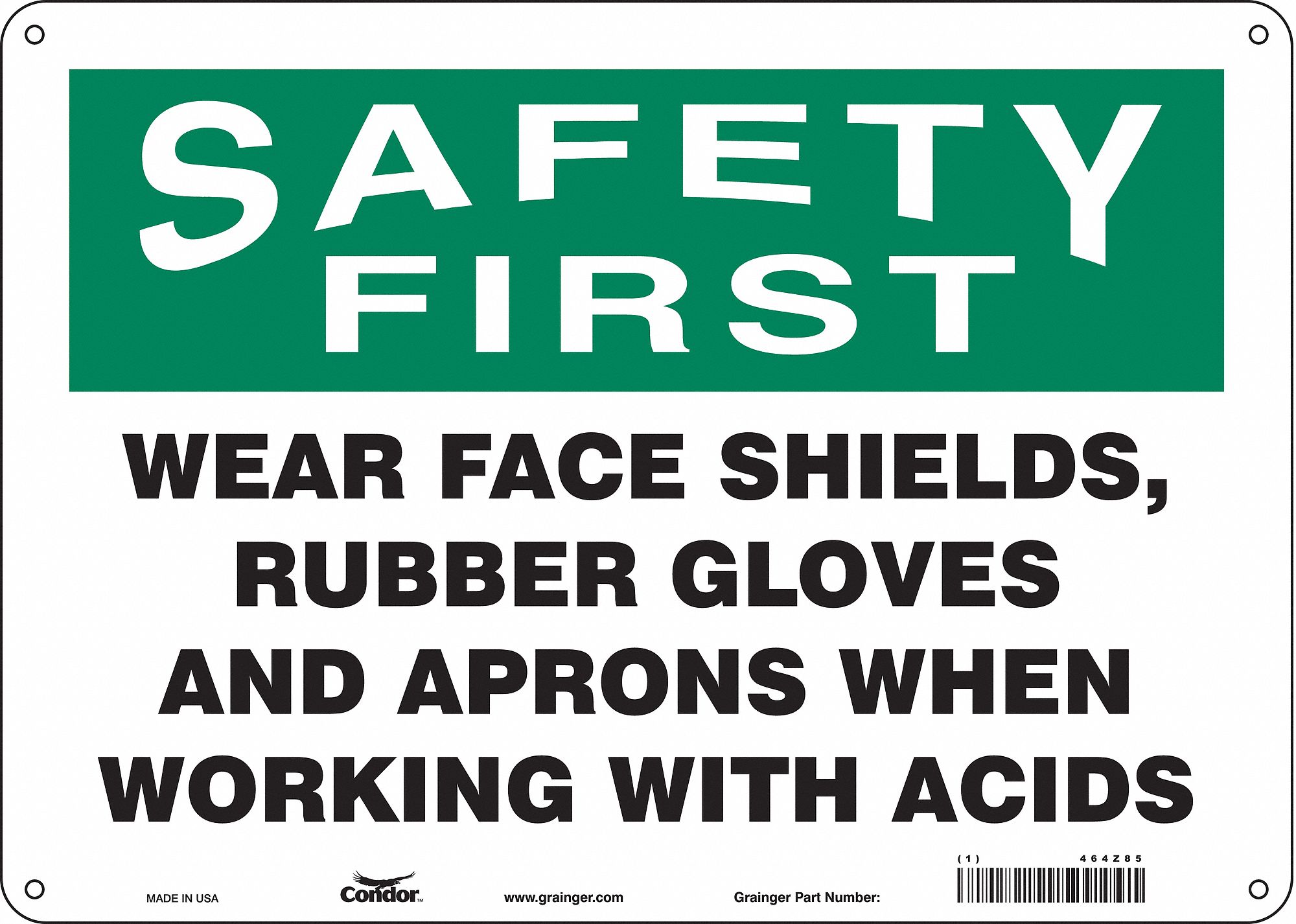 Safety Sign: Aluminum, Mounting Holes Sign Mounting, 10 in x 14 in Nominal Sign Size, 0.032 in Thick