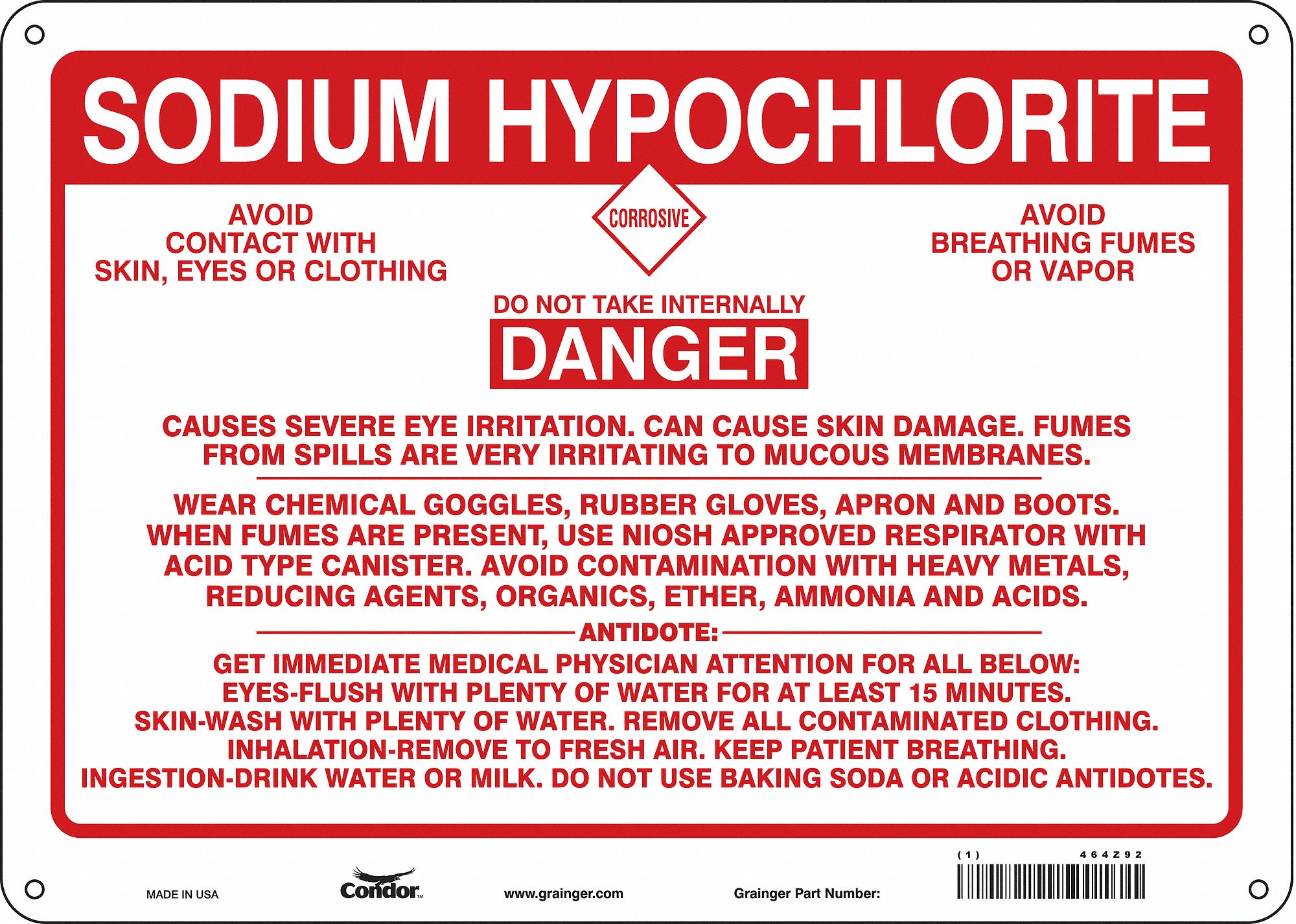 HMIG Label: 10 in Ht, 14 in Wd, 0.032 in Thick, Aluminum, Rigid, Rectangle, English, 1 Labels