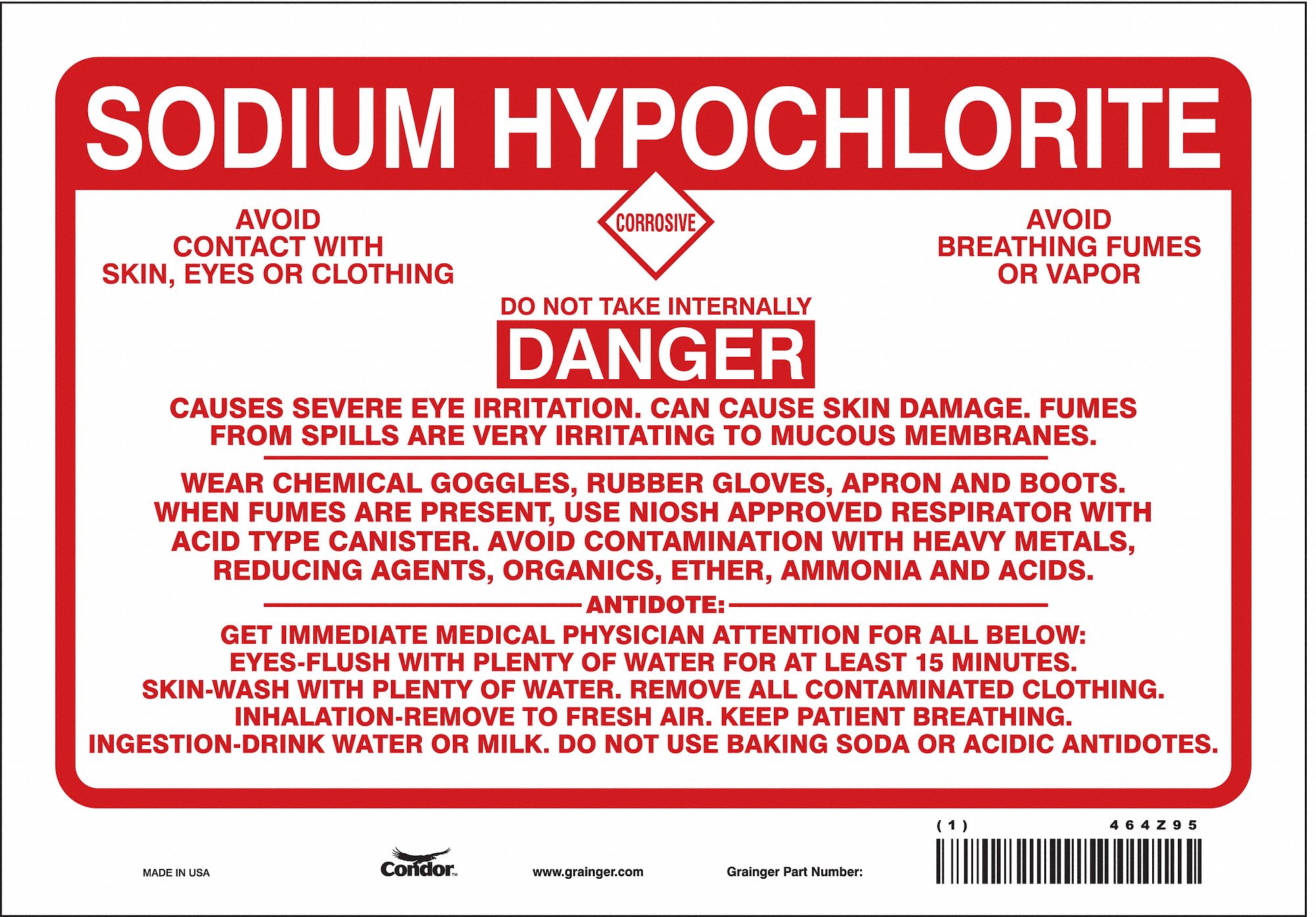 HMIG Label: 7 in Ht, 10 in Wd, 0.004 in Thick, Vinyl, Rectangle, English, 1 Labels, 10 in x 7 in