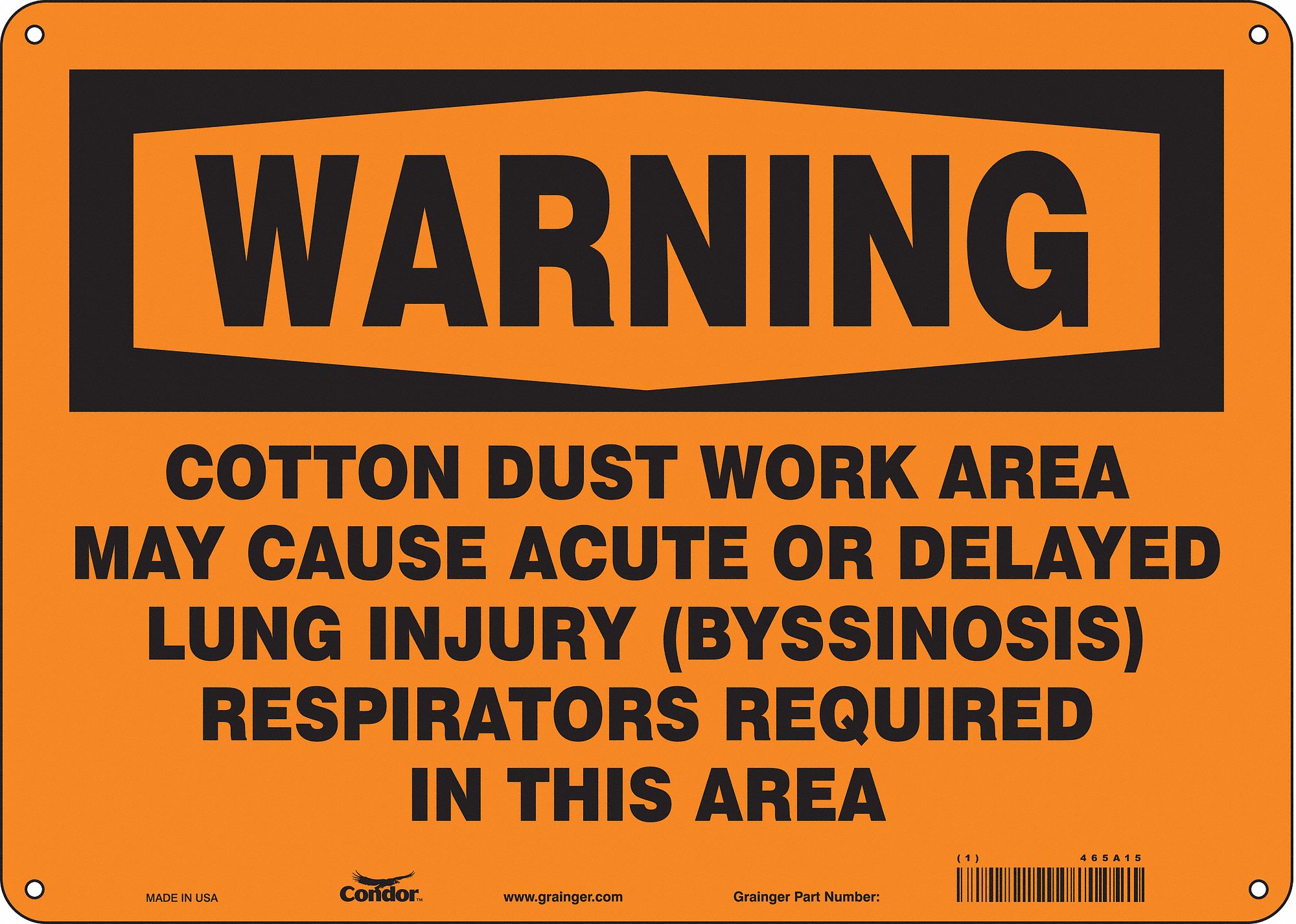 Safety Sign: Polyethylene, Mounting Holes Sign Mounting, 10 in x 14 in Nominal Sign Size