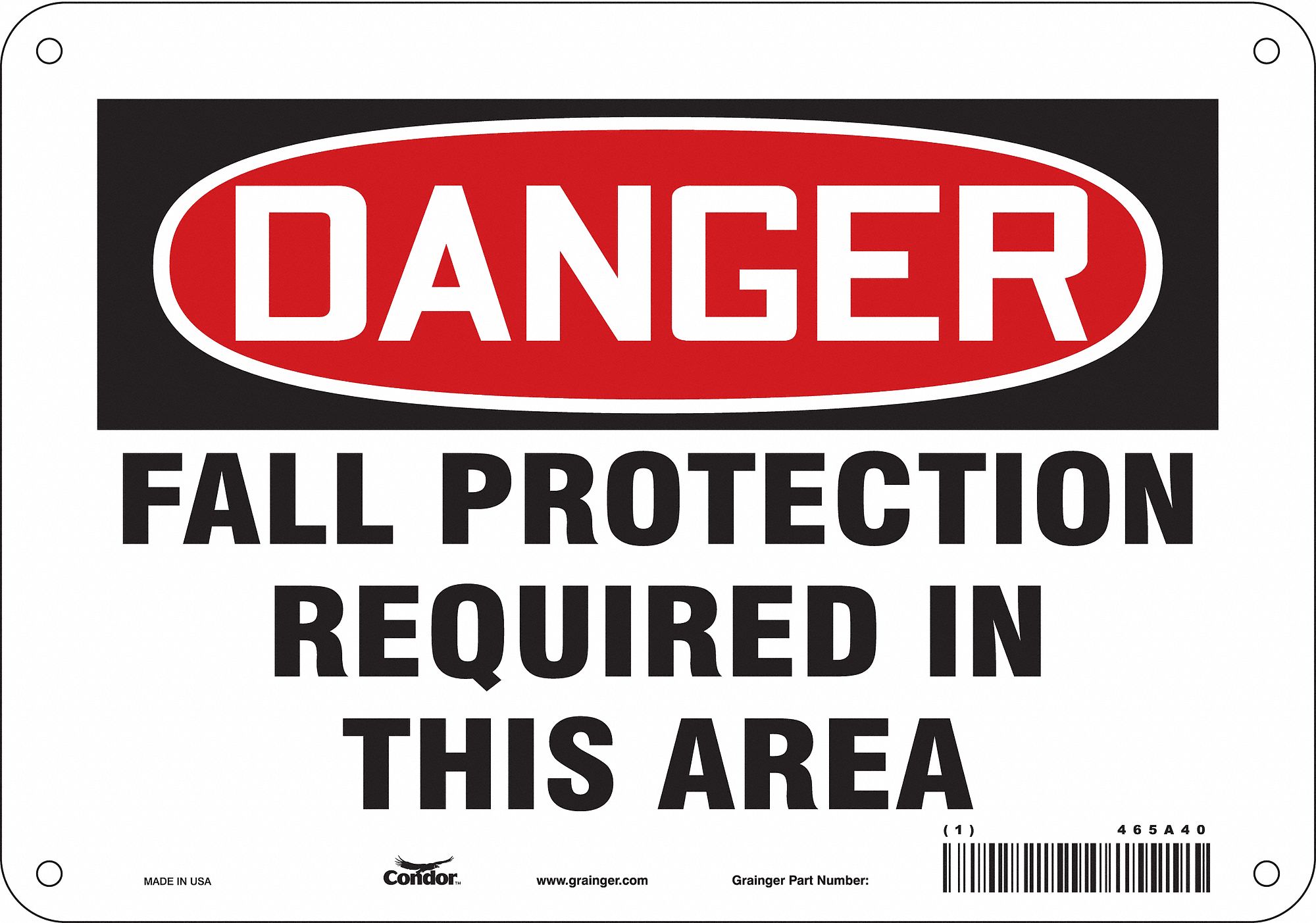 Safety Sign: Polyethylene, Mounting Holes Sign Mounting, 7 in x 10 in Nominal Sign Size, Danger