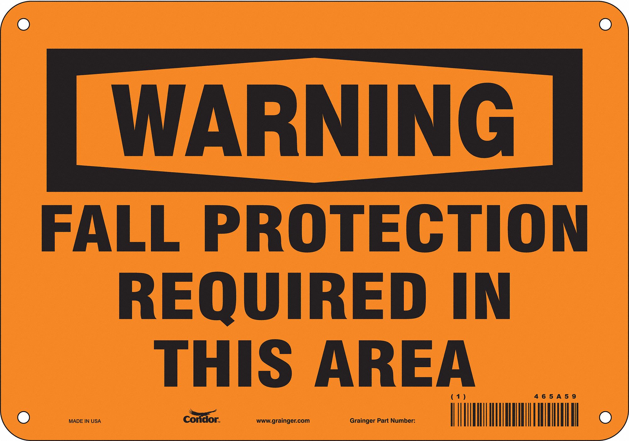 Safety Sign: Polyethylene, Mounting Holes Sign Mounting, 7 in x 10 in Nominal Sign Size, Warning