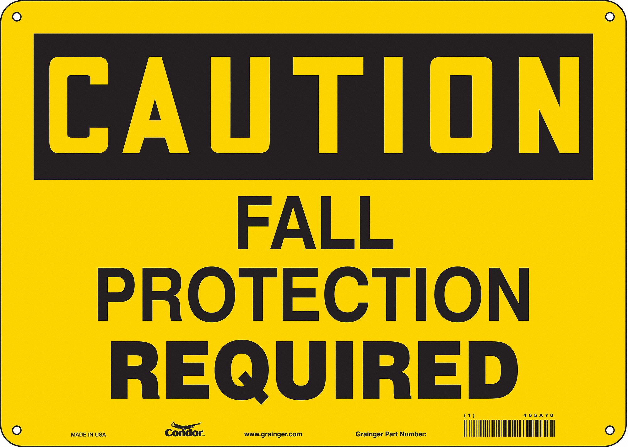 Safety Sign: Polyethylene, Mounting Holes Sign Mounting, 10 in x 14 in Nominal Sign Size, Caution