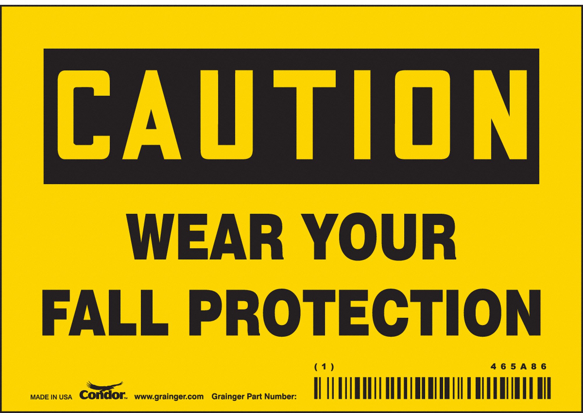 Safety Sign: Vinyl, Adhesive Sign Mounting, 3 1/2 in x 5 in Nominal Sign Size, Not Retroreflective