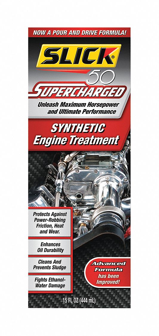 Engine Treatment: Synthetic Engine Treatment, 15 fl oz Container Size, Amber, SAE J2297