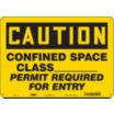 Caution: Confined Space Class ______ Permit Required For Entry Signs