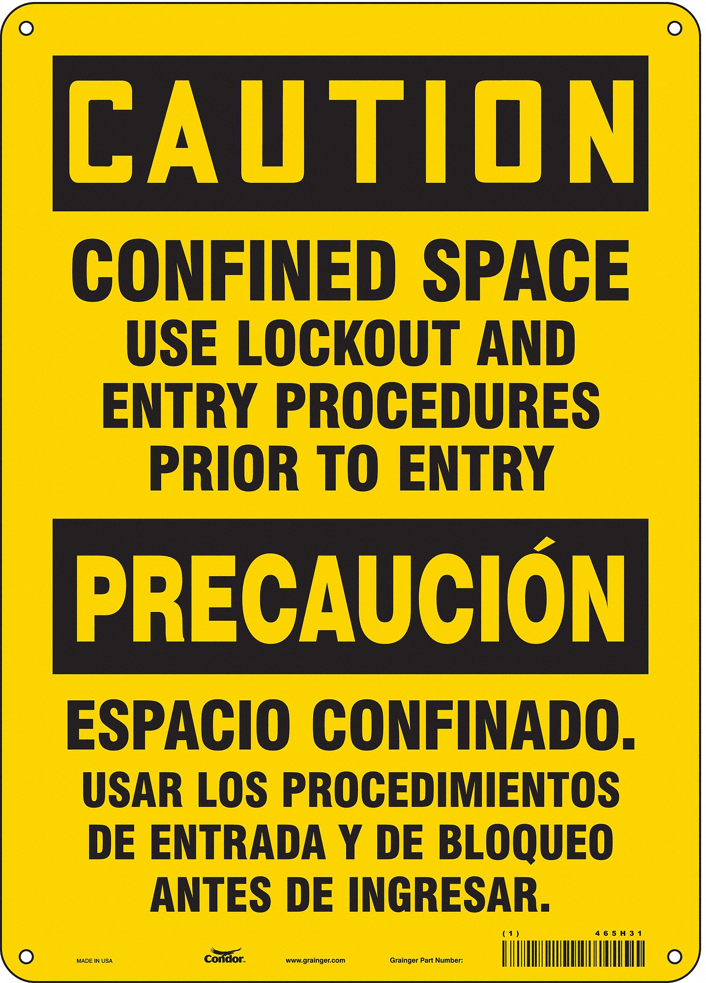 Safety Sign: Aluminum, Mounting Holes Sign Mounting, 10 in x 14 in Nominal Sign Size, 0.032 in Thick