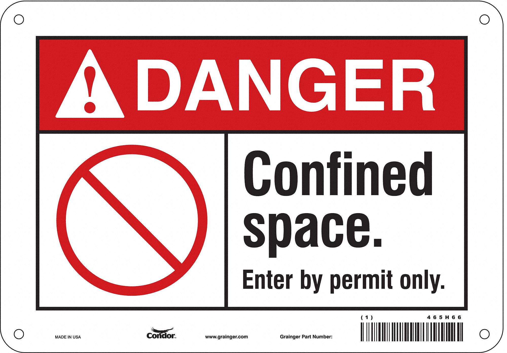 Safety Sign: Polyethylene, Mounting Holes Sign Mounting, 7 in x 10 in Nominal Sign Size, Danger