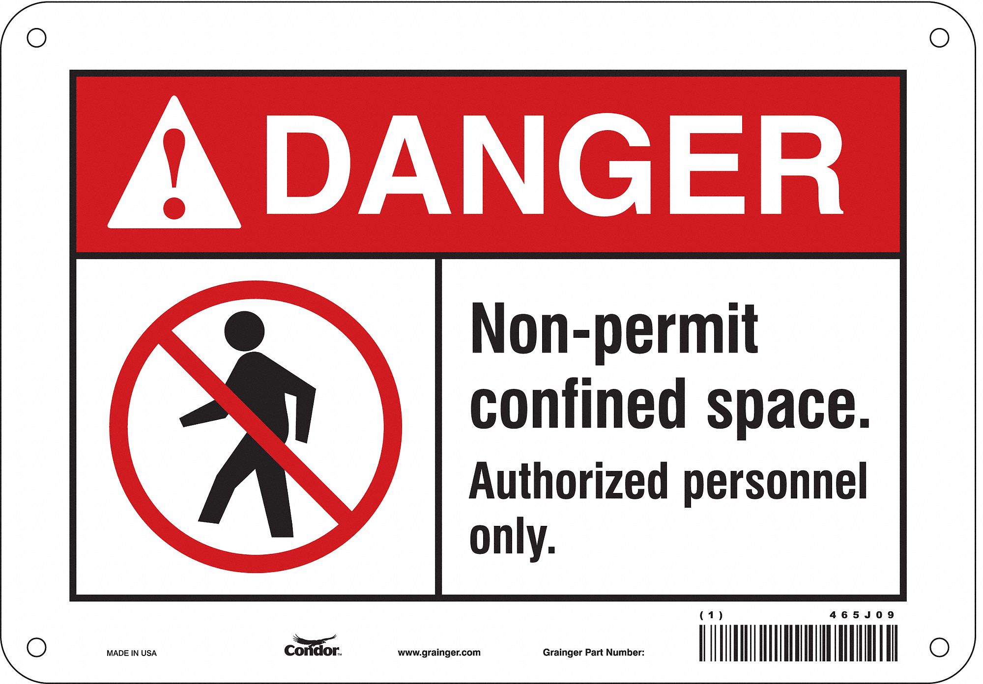 Safety Sign: Polyethylene, Mounting Holes Sign Mounting, 7 in x 10 in Nominal Sign Size, Danger