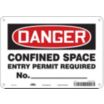 Danger: Confined Space Entry Permit Required No. _____ Signs