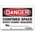 Danger: Confined Space Entry Permit Required No. _____ Signs