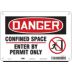 Danger: Confined Space Enter By Permit Only Signs