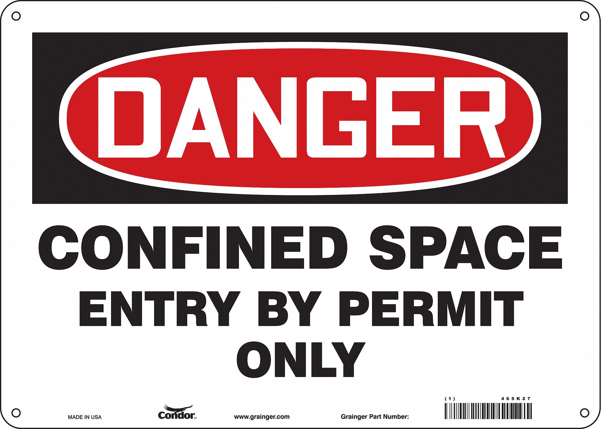 Safety Sign, 10 in x 14 in, Fiberglass