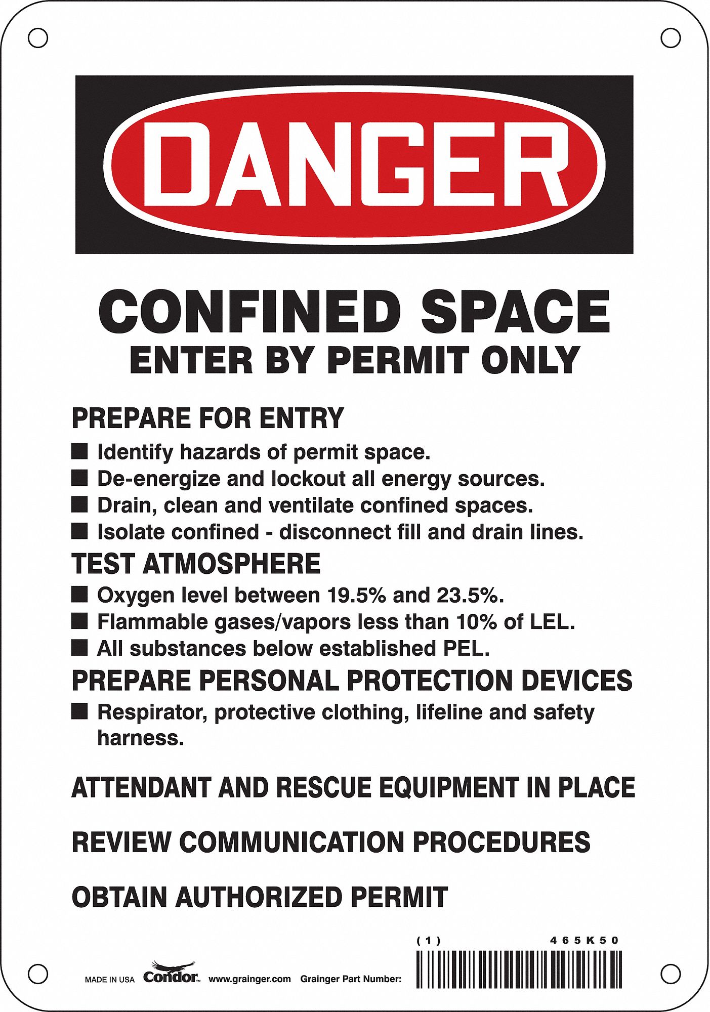 Safety Sign: Aluminum, Mounting Holes Sign Mounting, 10 in x 7 in Nominal Sign Size, 0.032 in Thick