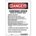 Danger: Confined Space Enter By Permit Only Prepare For Entry Test Atmosphere Prepare Personal Protection Devices Attendant And Rescue Equipment In Place Review Communication Procedures Obtain Authorized Permit Signs