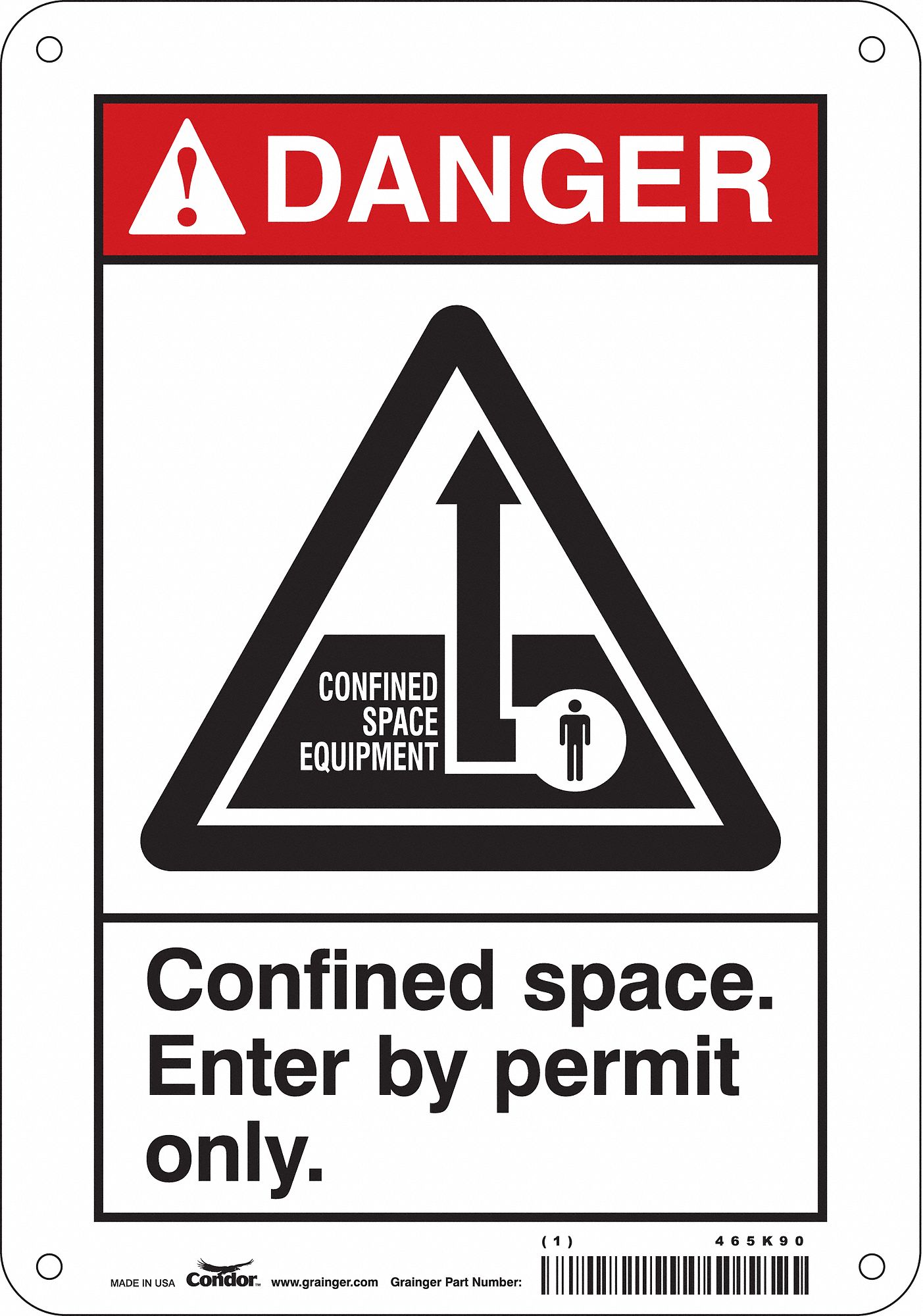Safety Sign: Polyethylene, Mounting Holes Sign Mounting, 10 in x 7 in Nominal Sign Size, Danger